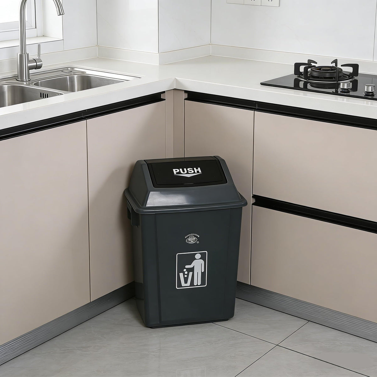 4 Pack Small Plastic Trash Can with Swing Lid (4 Count)
