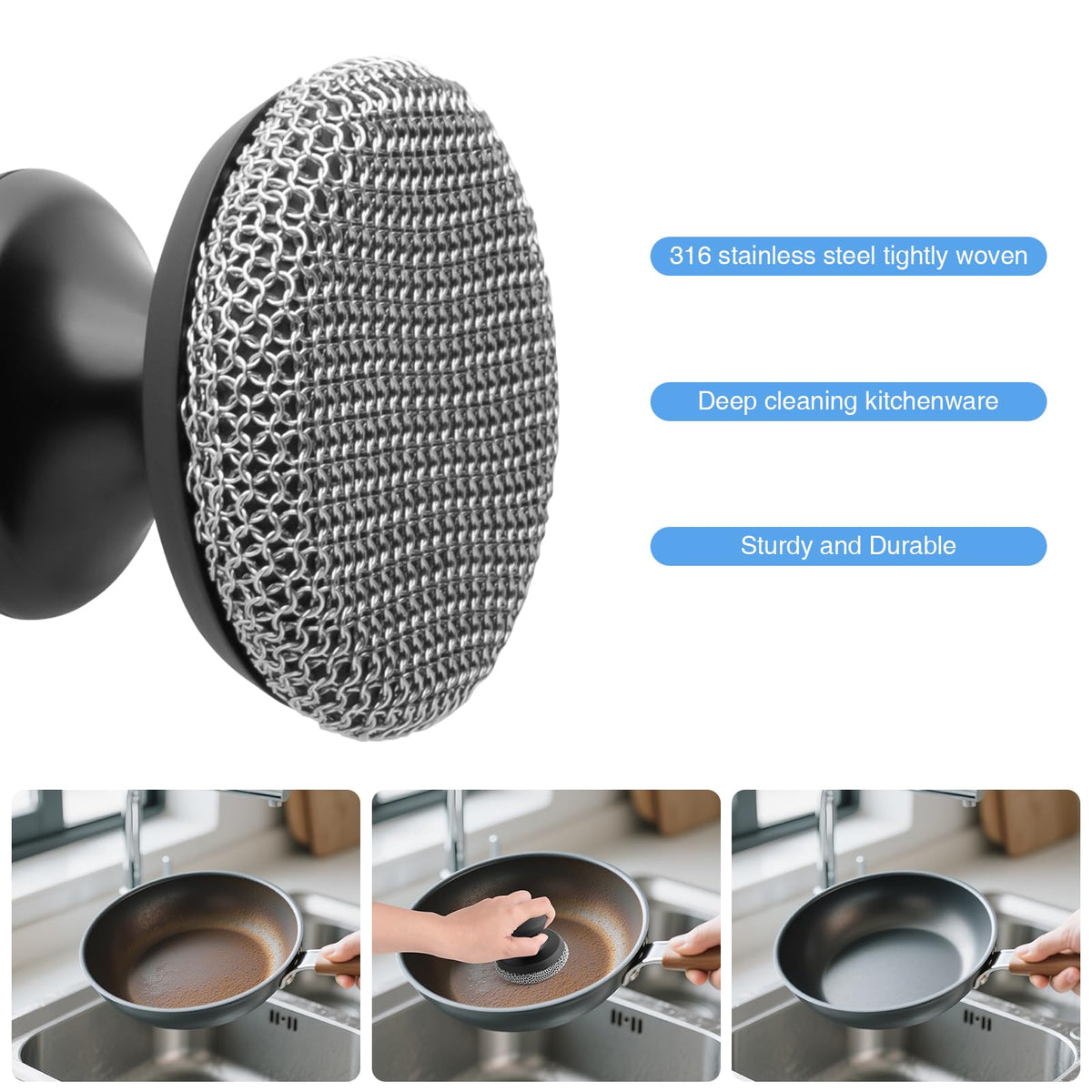 2PCS Cast Iron Scrubber Cleaner (3.2 Ounce)