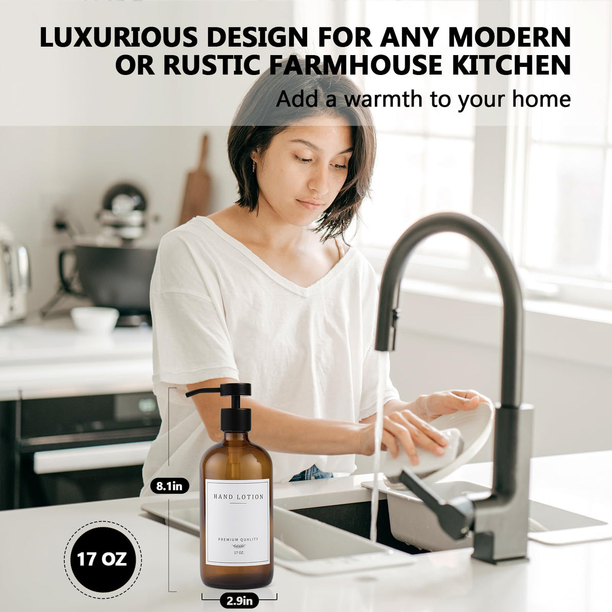 Amber Glass Soap Dispenser (2 Count)