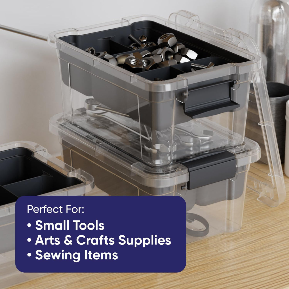 Mini Storage Container Organizing Tray for Superio Bin or Drawer Plastic Organize Sewing (6 Count)