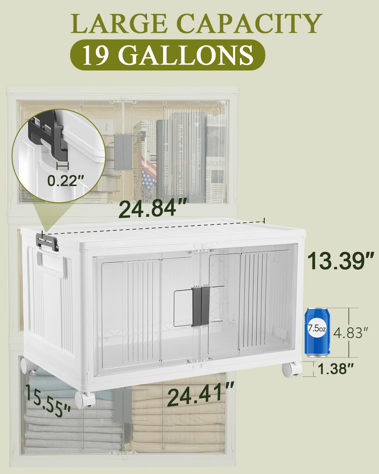 76QT Storage Bins with Lids for Home