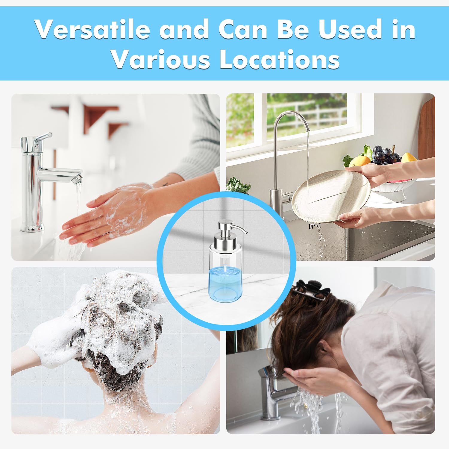 Thick Glass Soap Dispenser with Rust Proof Stainless Steel Pump