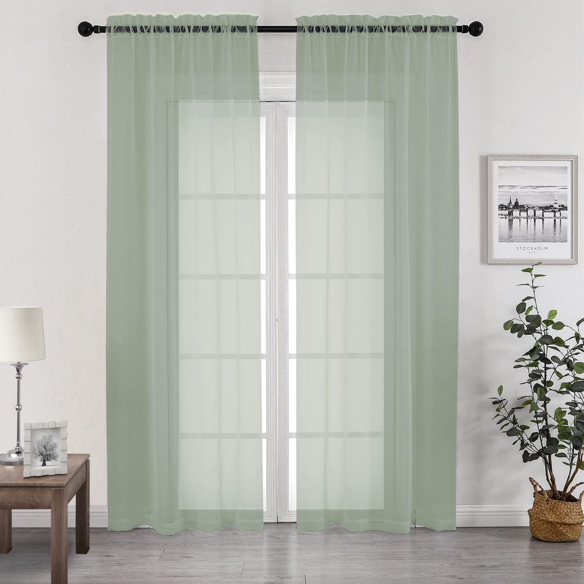 Living Room Sheer Curtains 96 Length 2 Panels Set for French Door