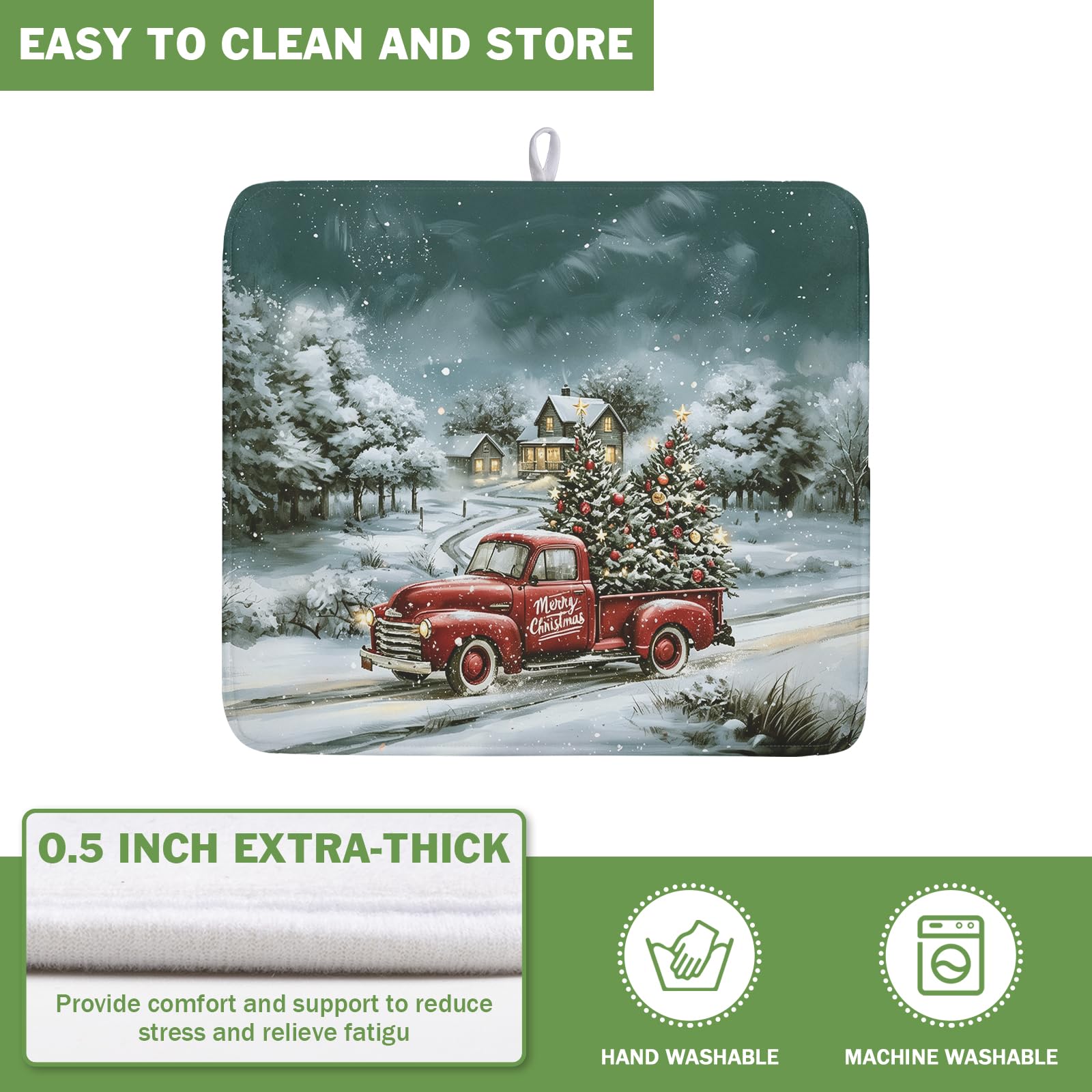 Merry Christmas Decorations Dish Drying Mat 16x18 Inch
