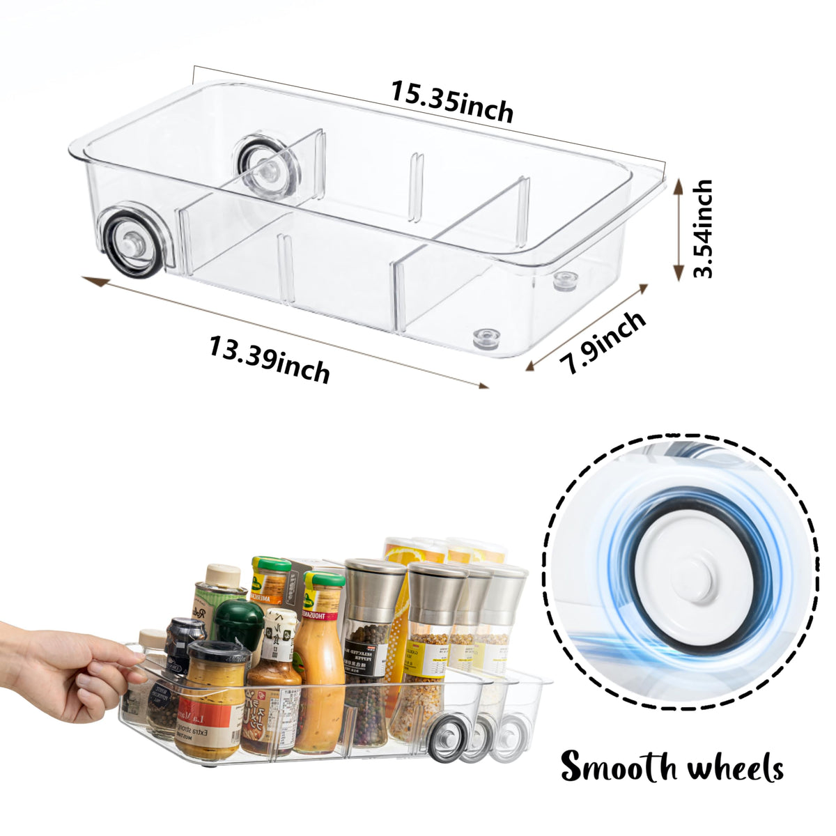 Fridge Organizer and Storage Drawer Rolling Refrigerator Bins (3 Count)