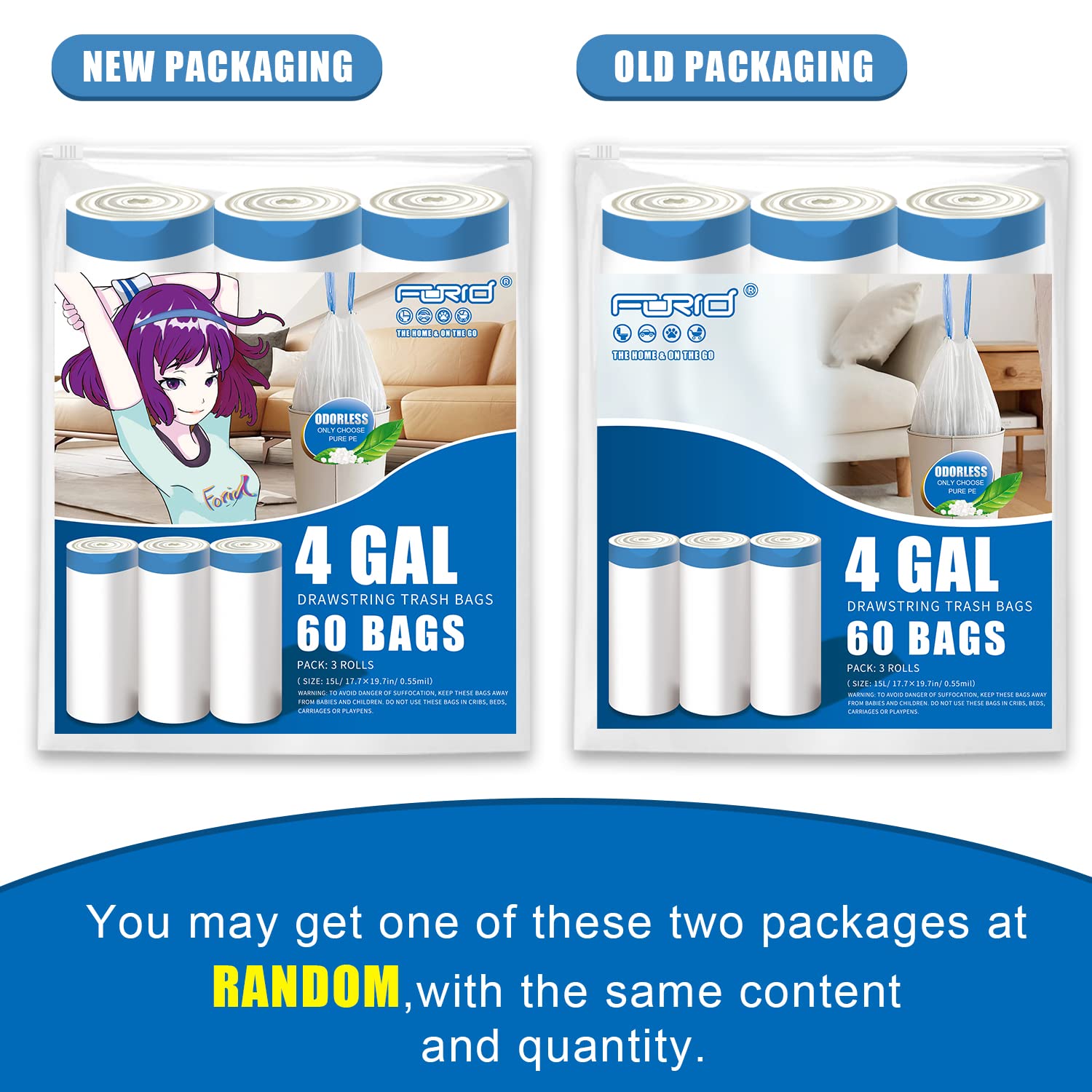 Small Drawstring Trash Bags (60 Count)
