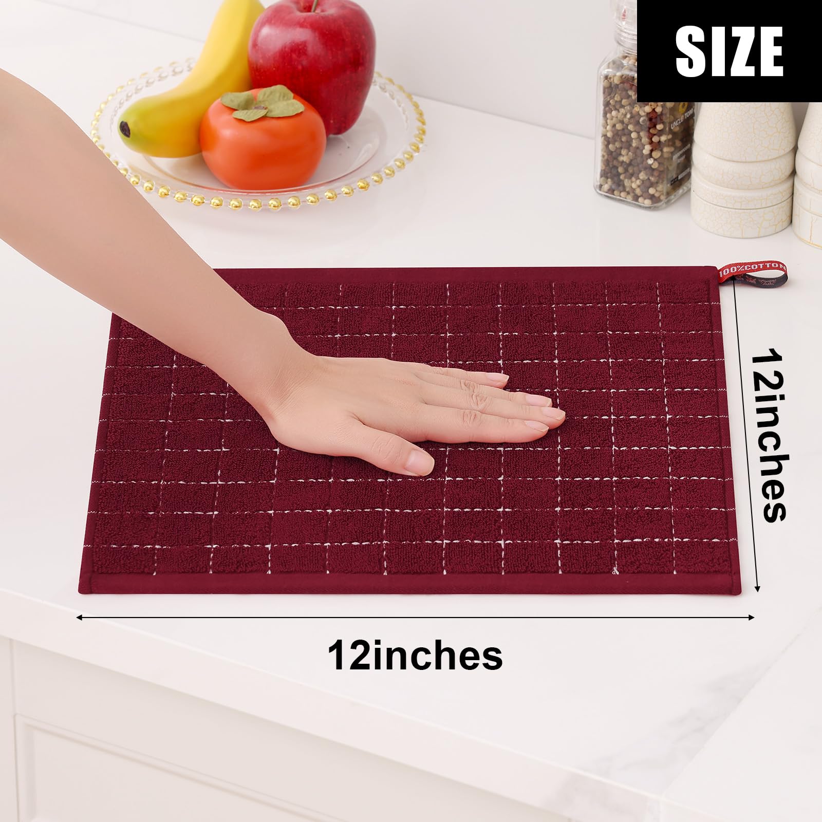 100% Cotton Terry Kitchen Dish Cloths (12 Count)