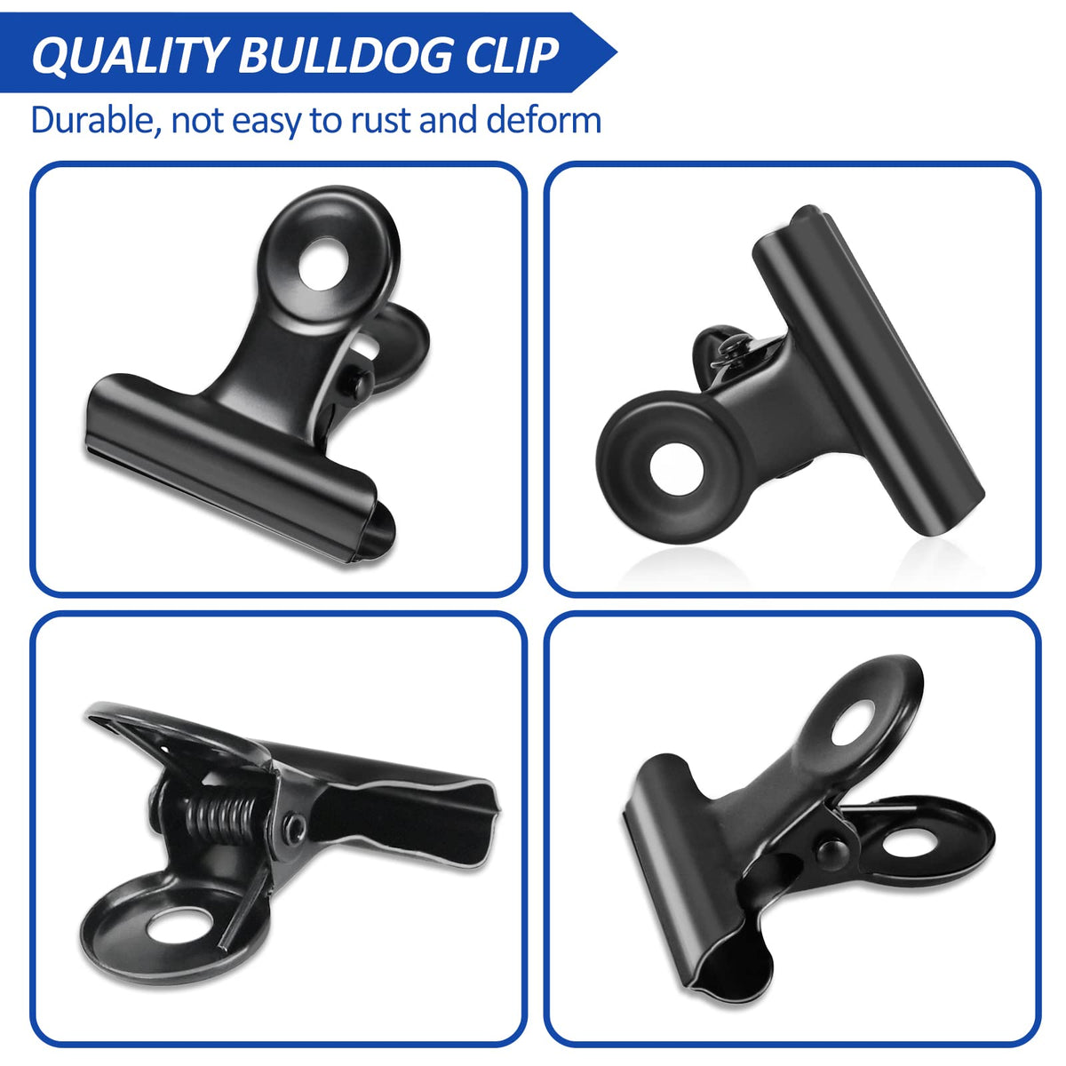 30 Pack Bulldog Clips 1.25 Inches Small Hinge Paper Clips Metal Hinge Clips for Crafts (30 Count)