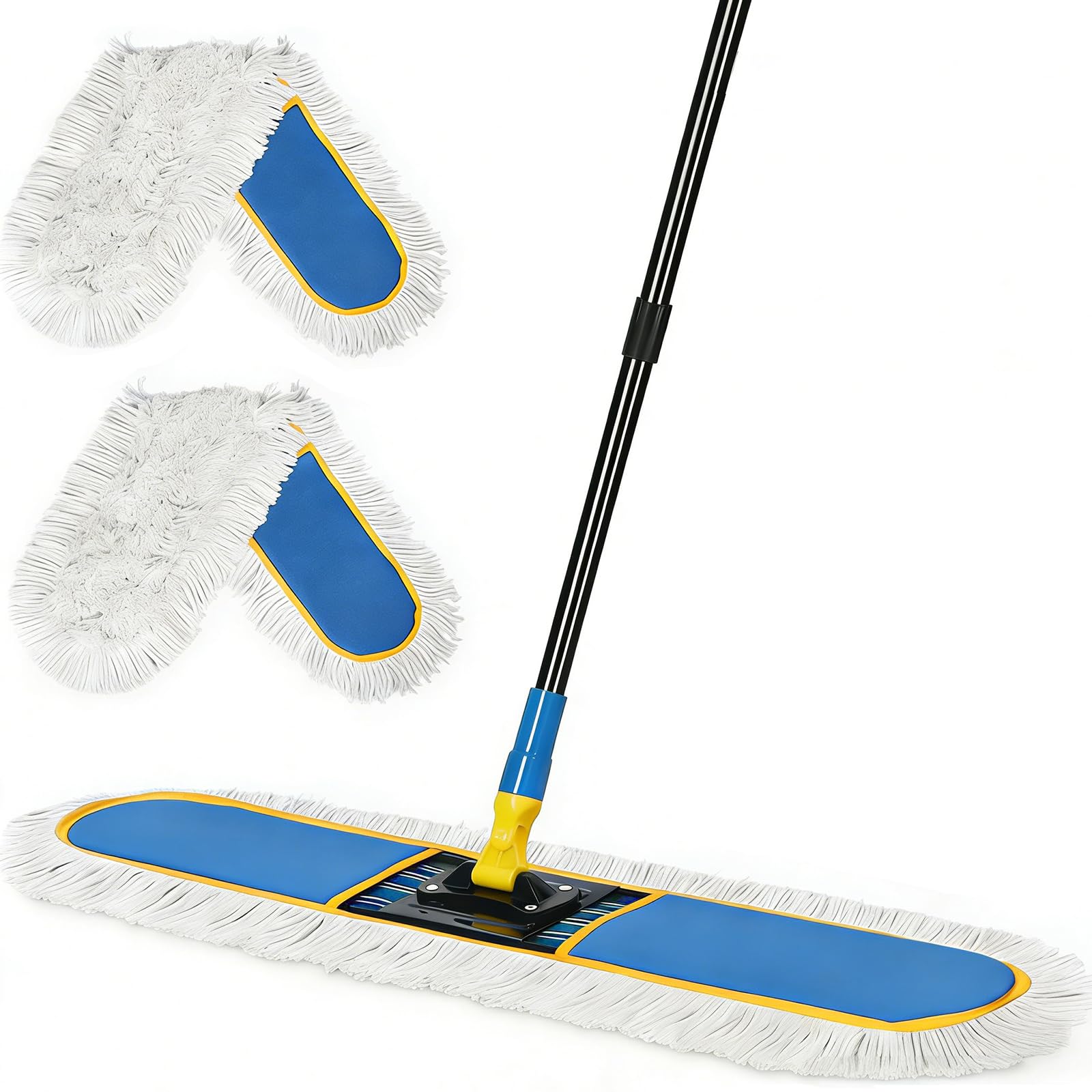 36" Commercial Dust Mop for Floor Cleaning with 2 Cotton Mop Pads (16 Ounce)
