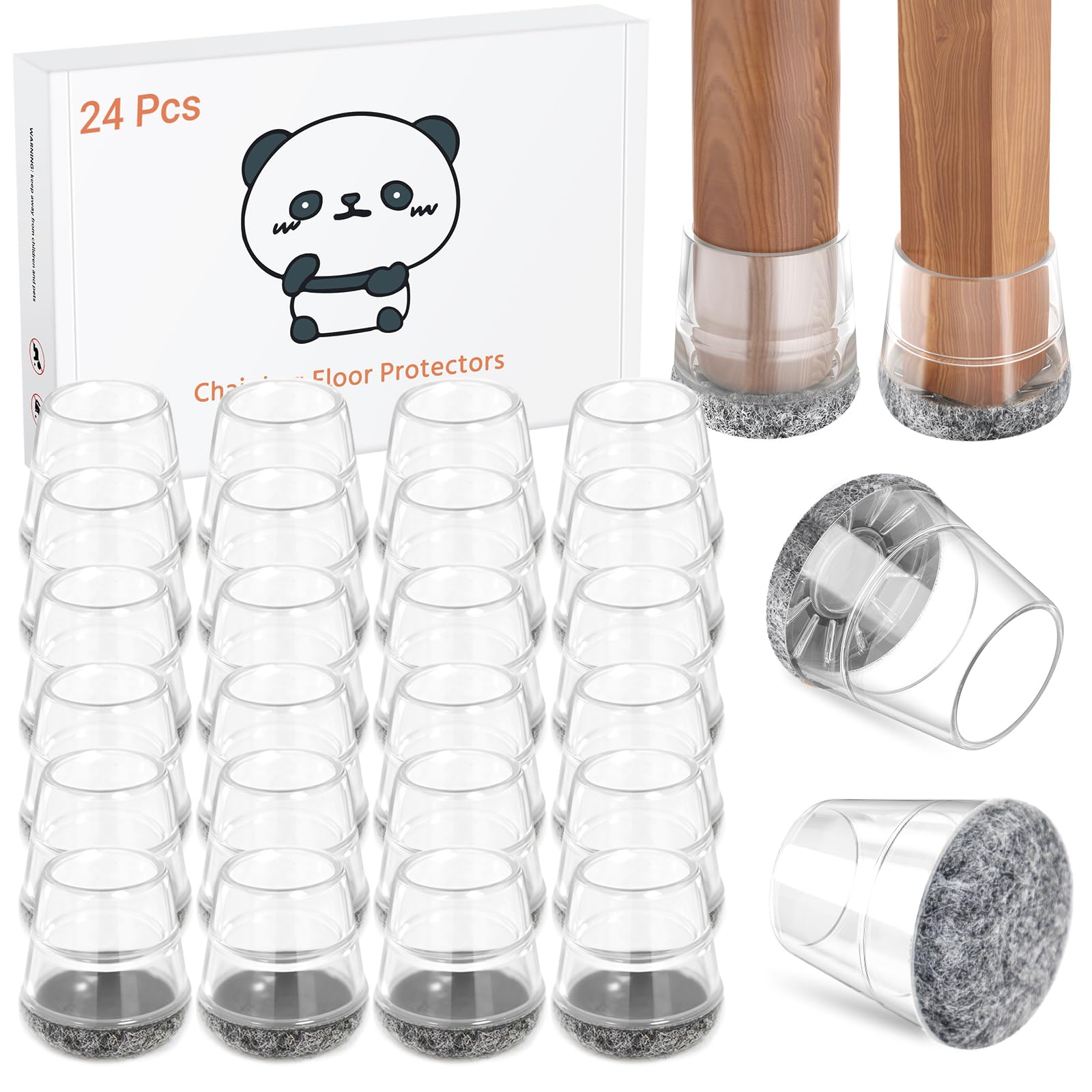 24 PCS Silicone Chair Leg Floor Protectors Small