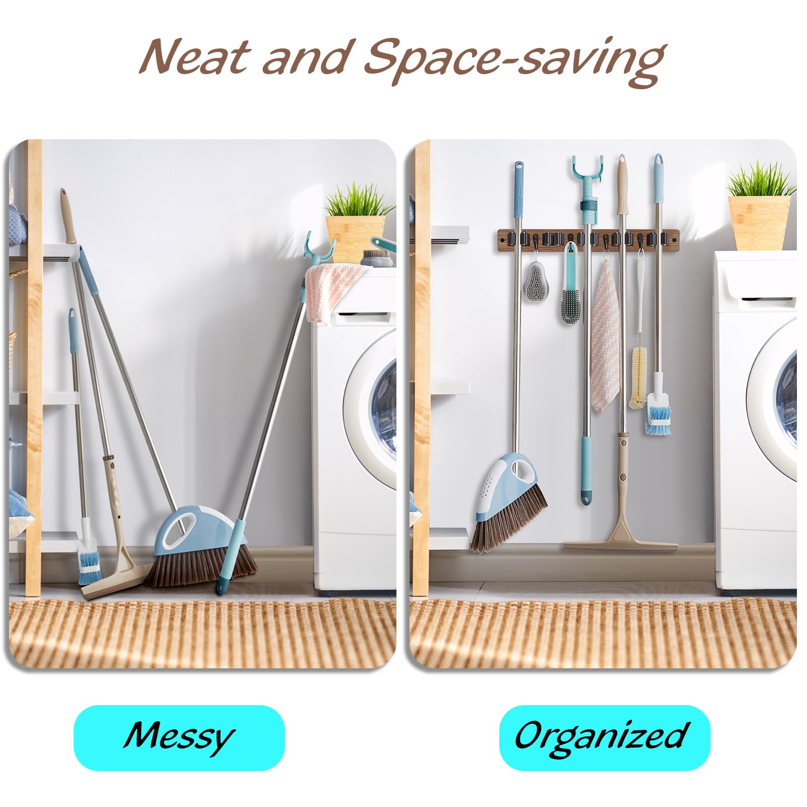 Mop and Broom Holder Wall Mount