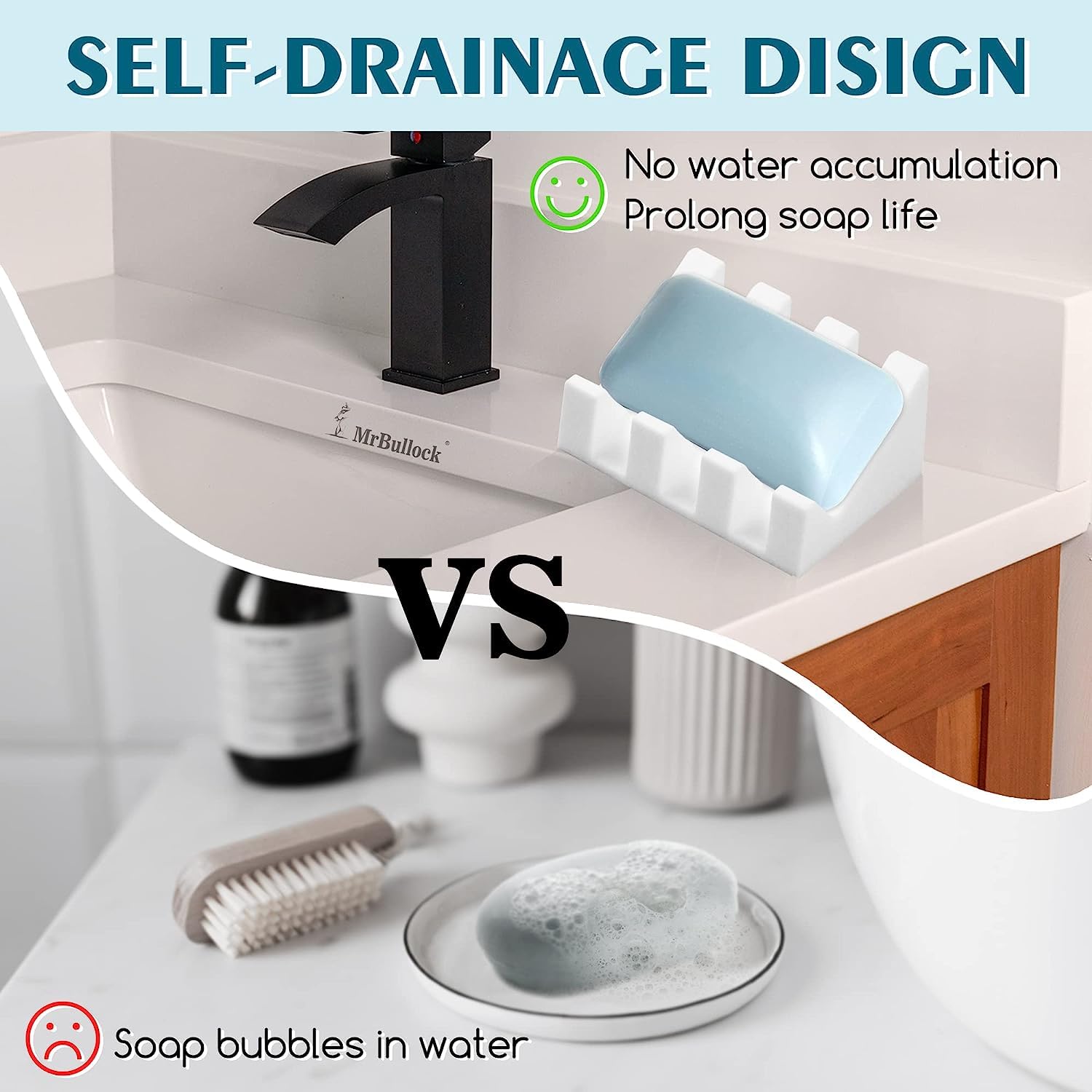 Silicone Soap Dish Self Draining with Suction Cups (2 Count)