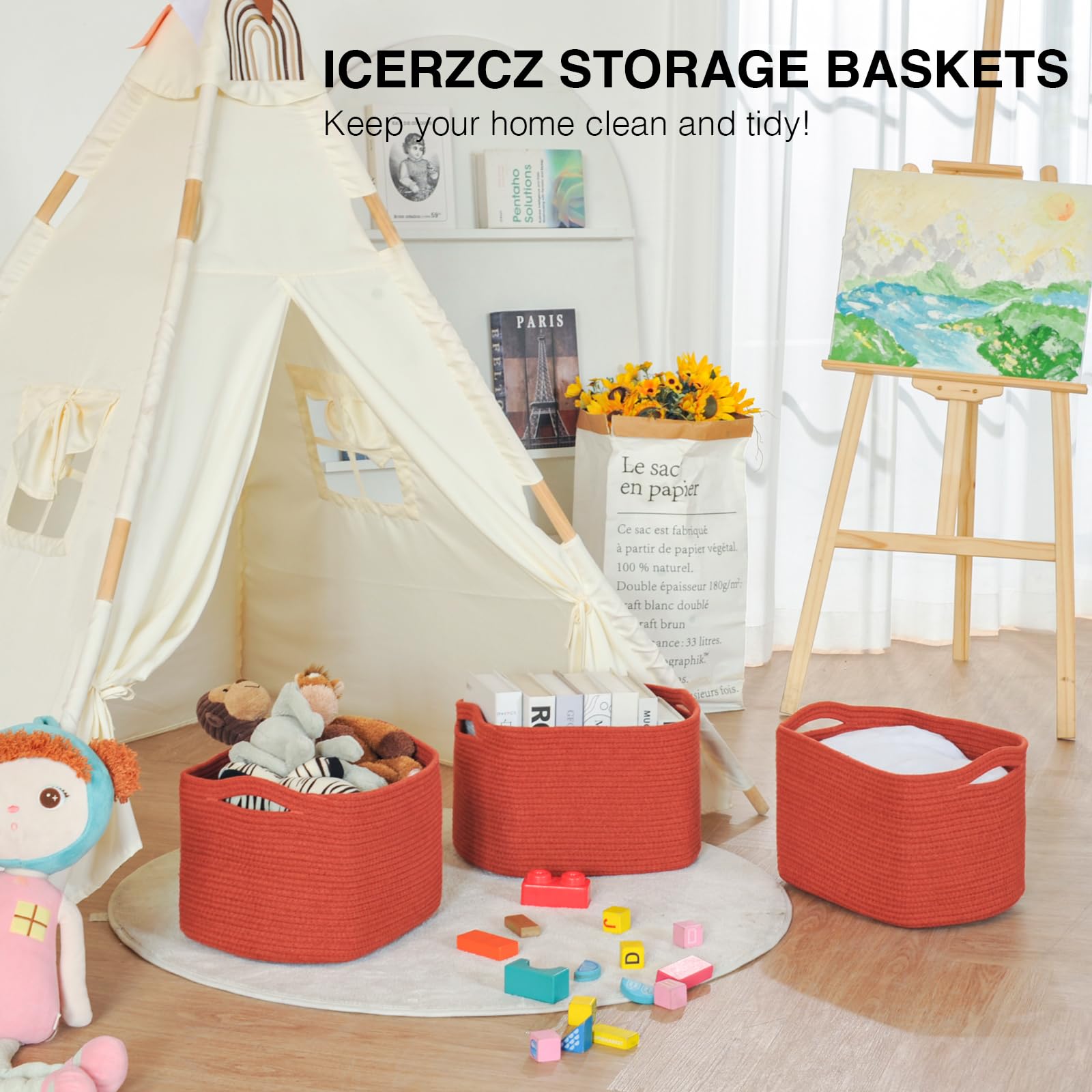 Storage Baskets for Organizing (3 Count)