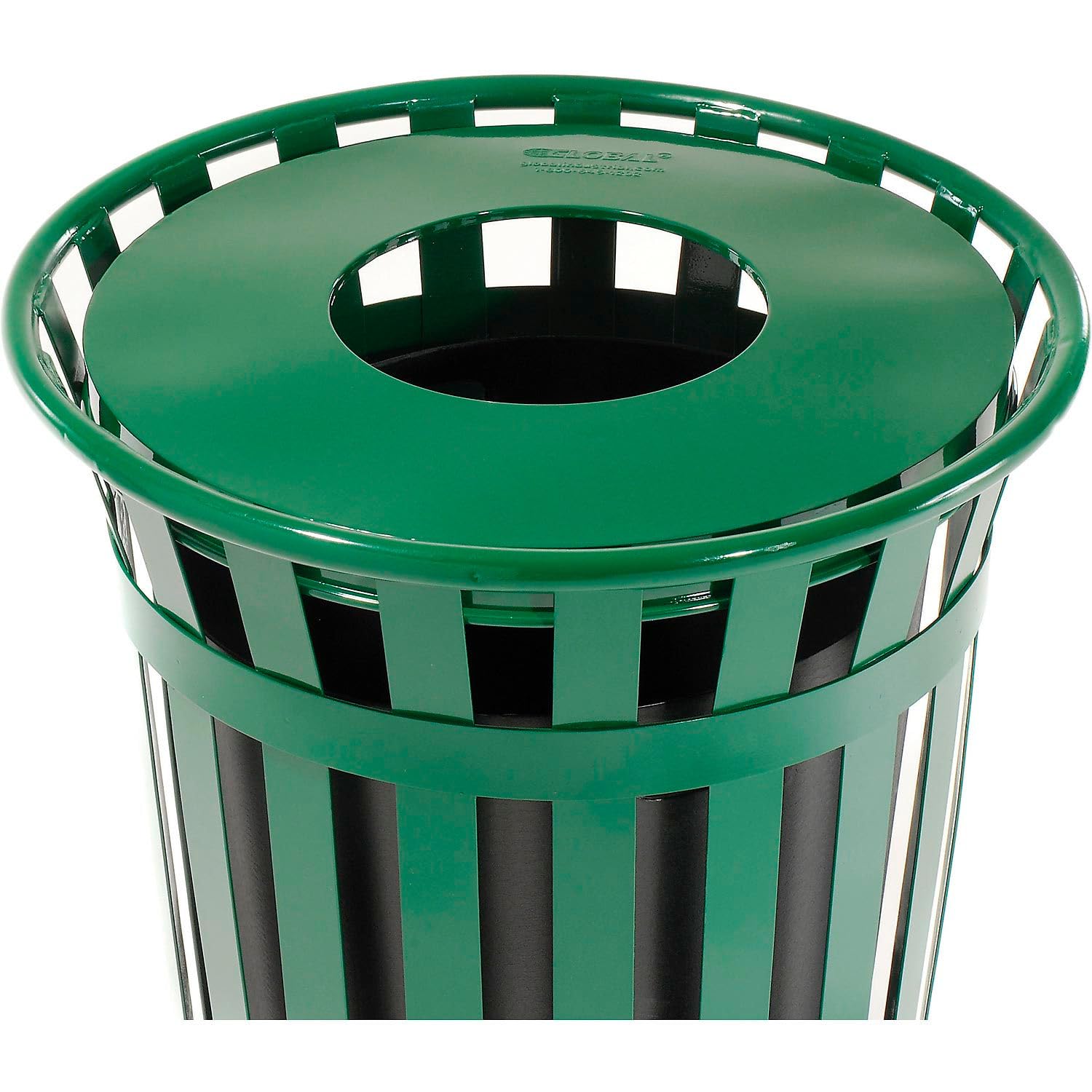 36 Gallon Outdoor Slatted Steel Round Trash Can
