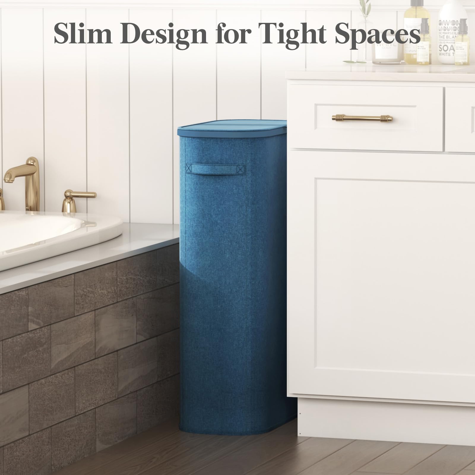 Slim Laundry Basket with Lid and Removable Bag