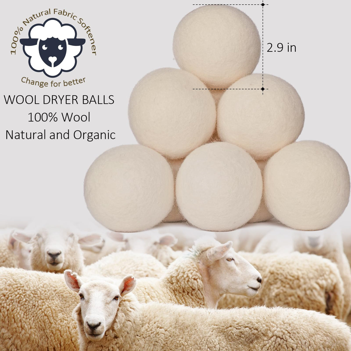 12 Pack Wool Dryer Balls XL Reusable Laundry Balls for Dryer Natural Fabric Softener Ball with 1 Storage Bags Reduce Wrinkles and Decrease Drying Time (12 Count)