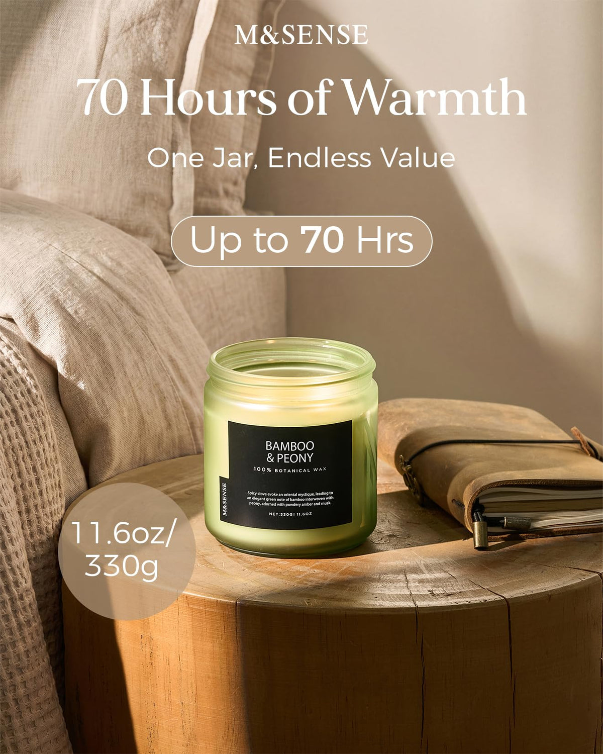 Bamboo Peony Scented Candles for Home (11.6 Ounce)