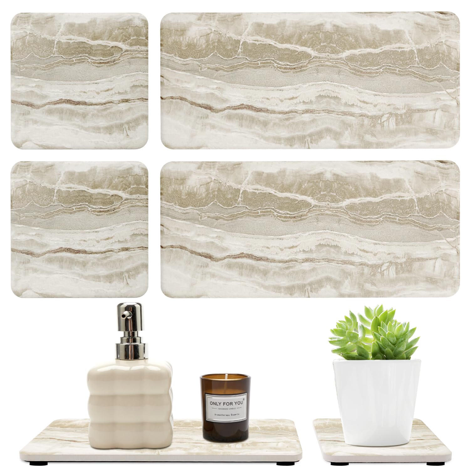 4 Pcs Drying Stone for Kitchen Counter Soap Trays Bathroom Sink Toothbrush (4 Count)