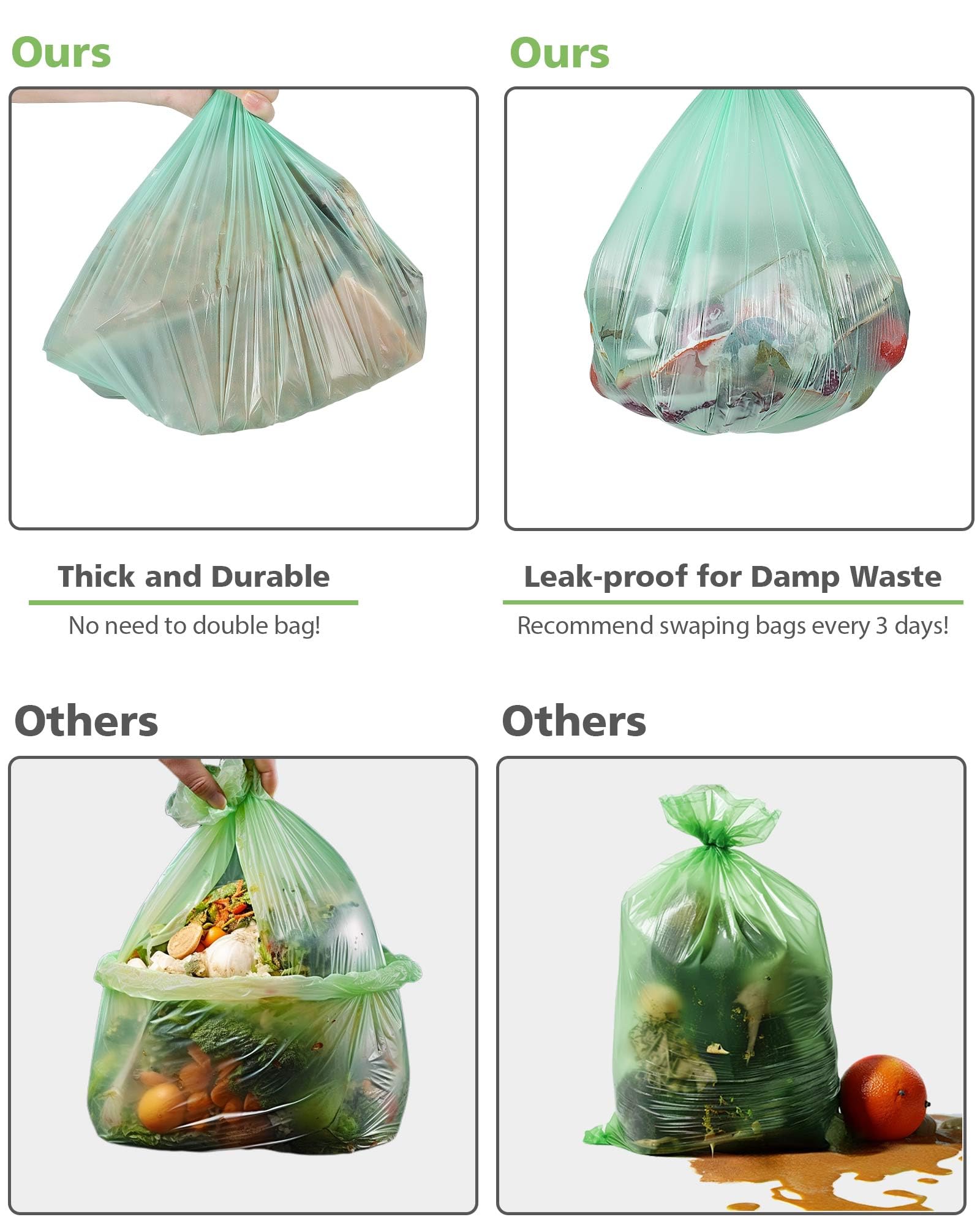 4 6 Gallon Small Trash Bags Compostable Trash Bags (60 Count)