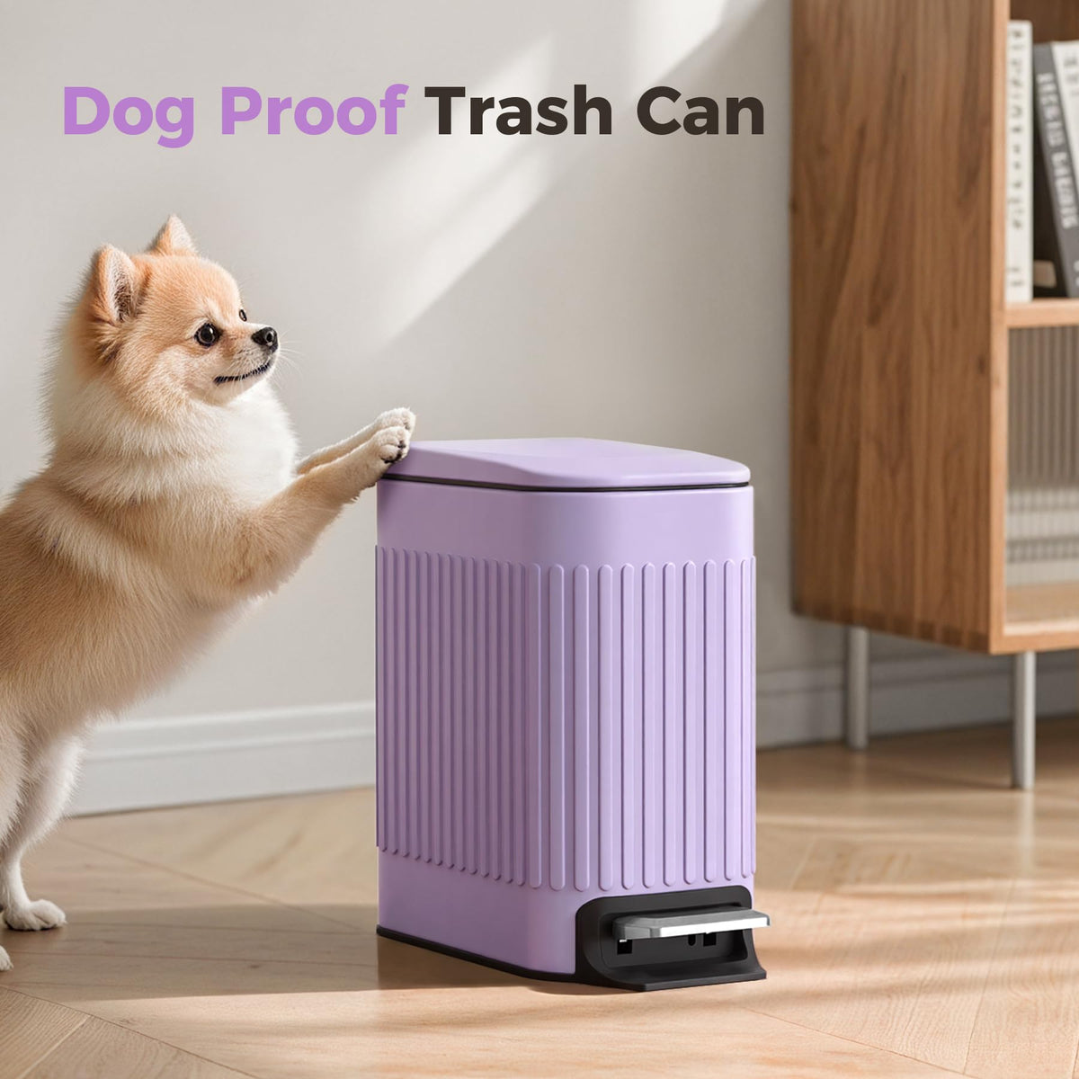 1.6Gal Slim Bathroom Trash Can with Lid Soft Close & Pedal
