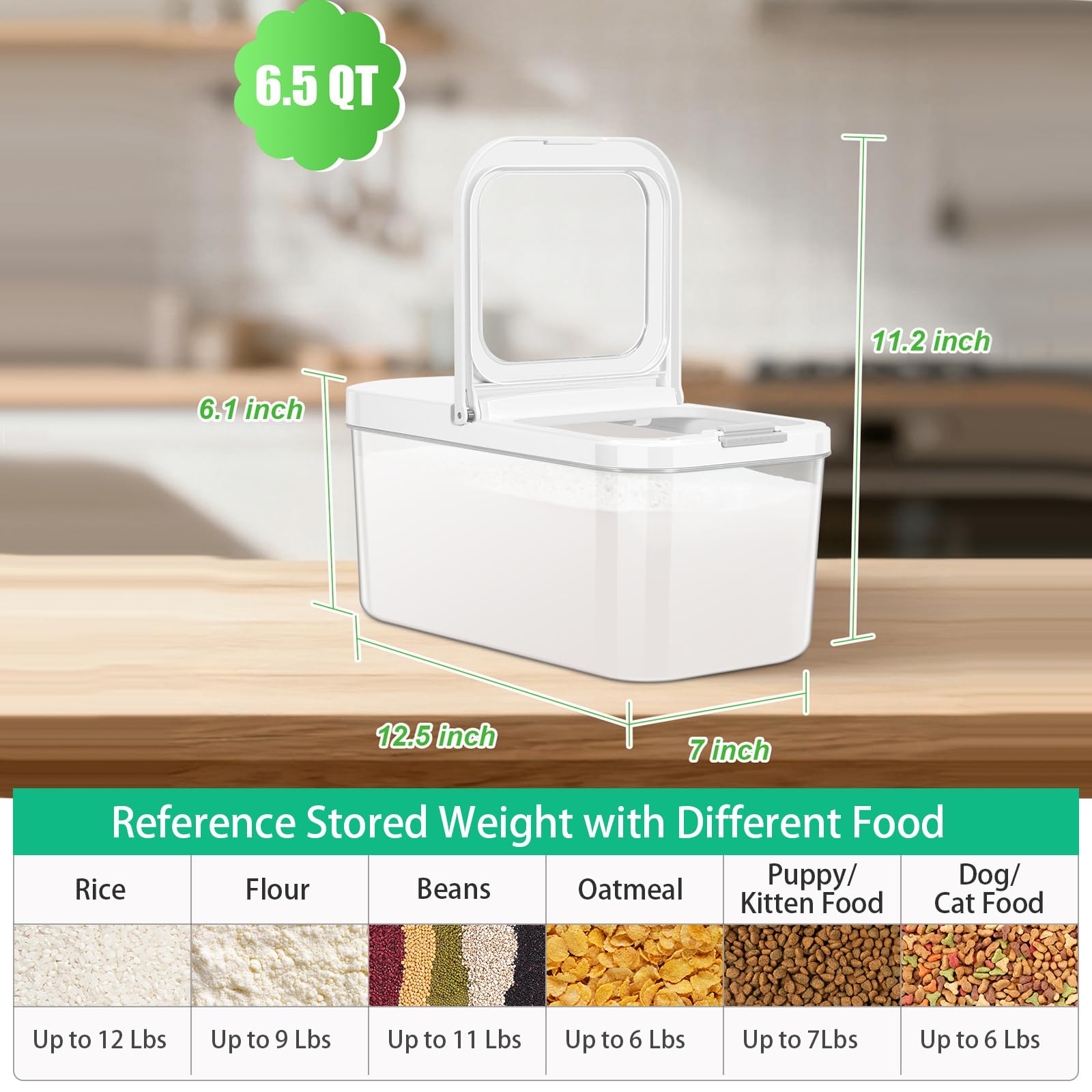 12 Lbs Rice Flour Sugar Storage Containers Dry Food Holder with Flip