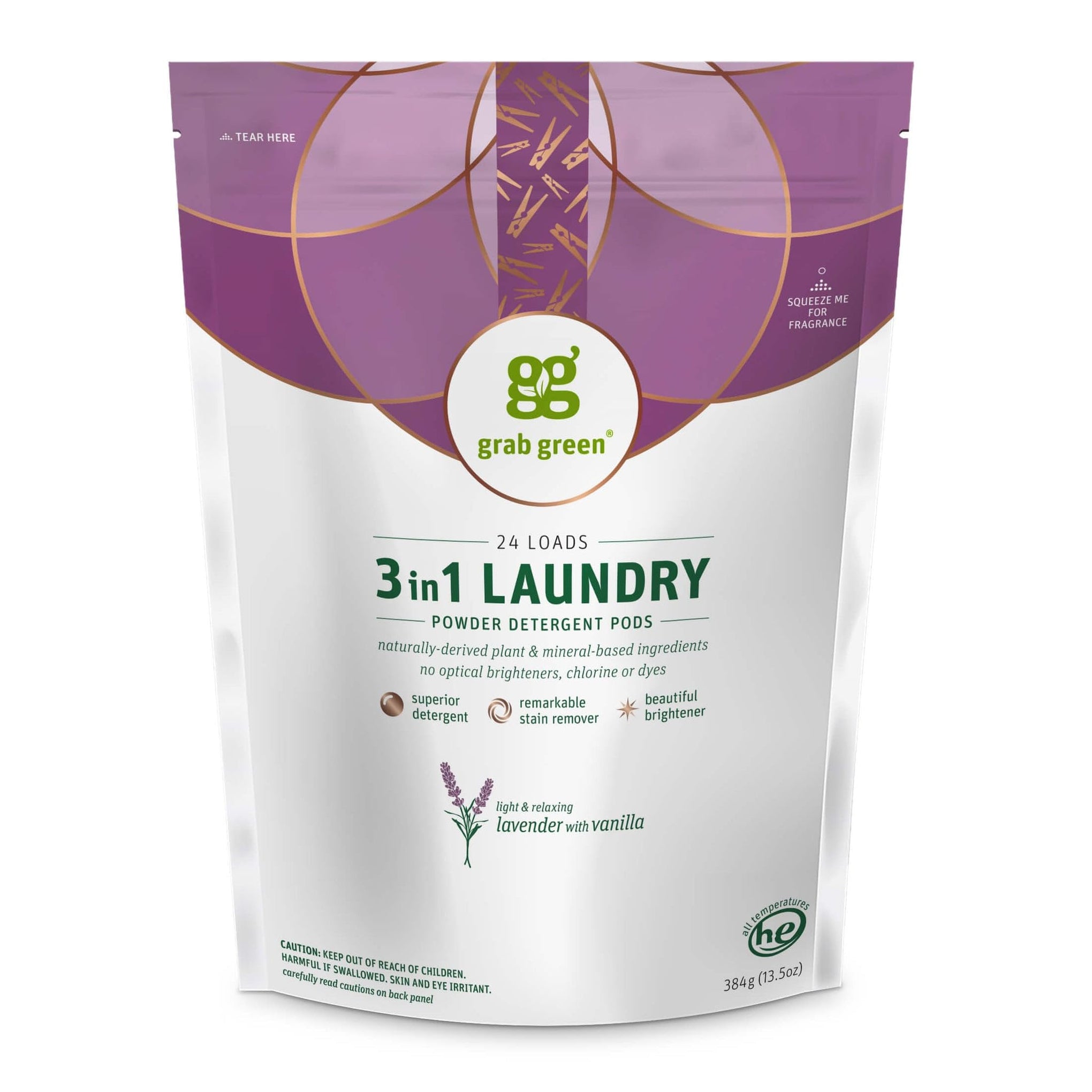 3-in-1 Laundry Detergent Pods, Lavender + Vanilla, 24 Count