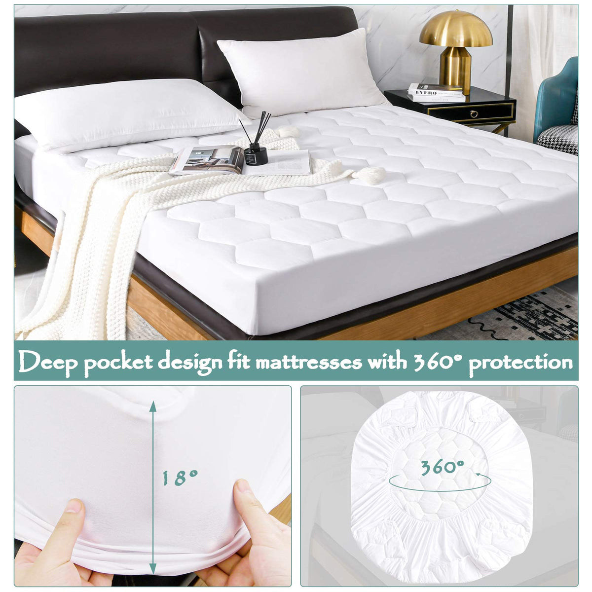 King Hexagonal Quilted Mattress Protector Waterproof