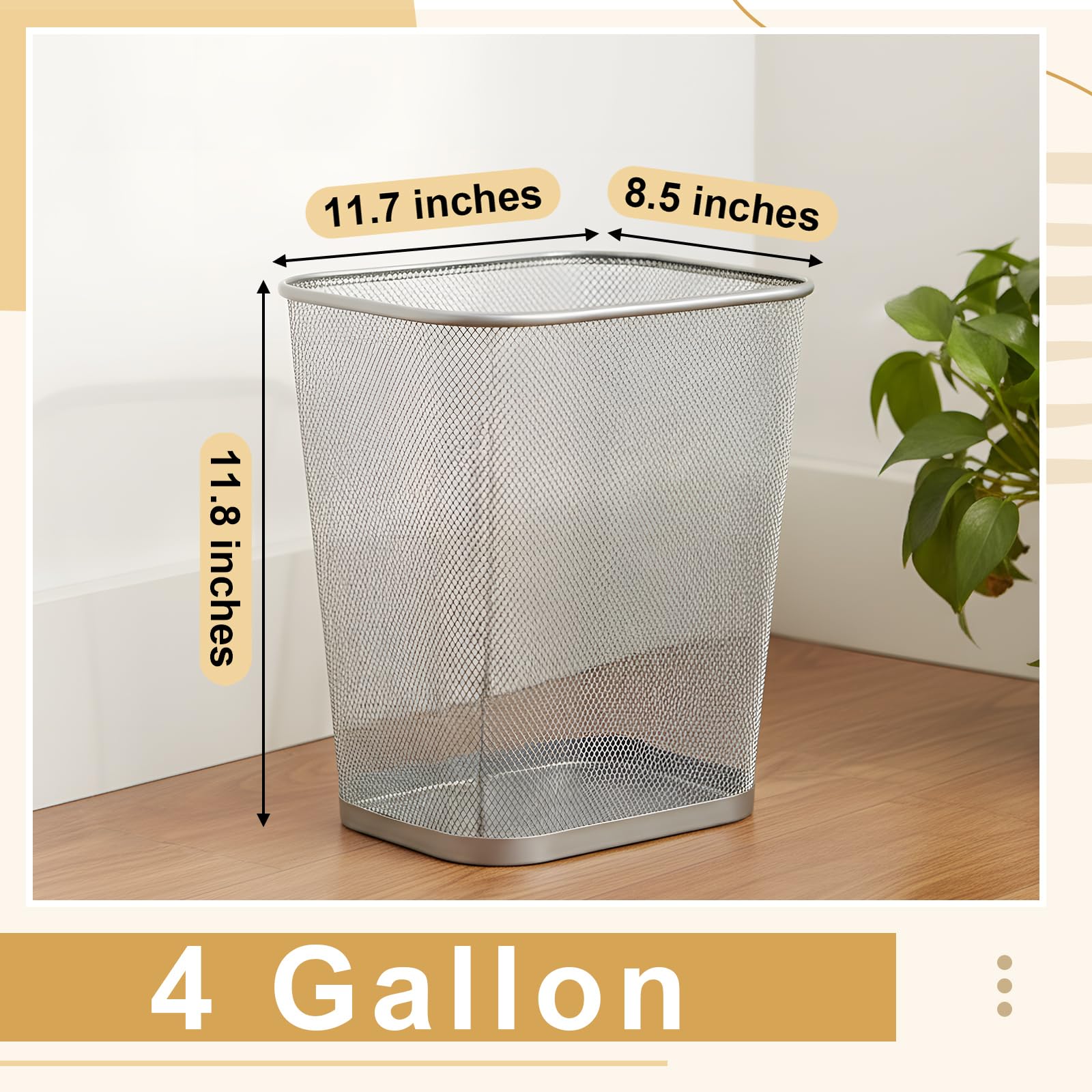 1 Pcs Silver Mesh Trash Cans Bulk
