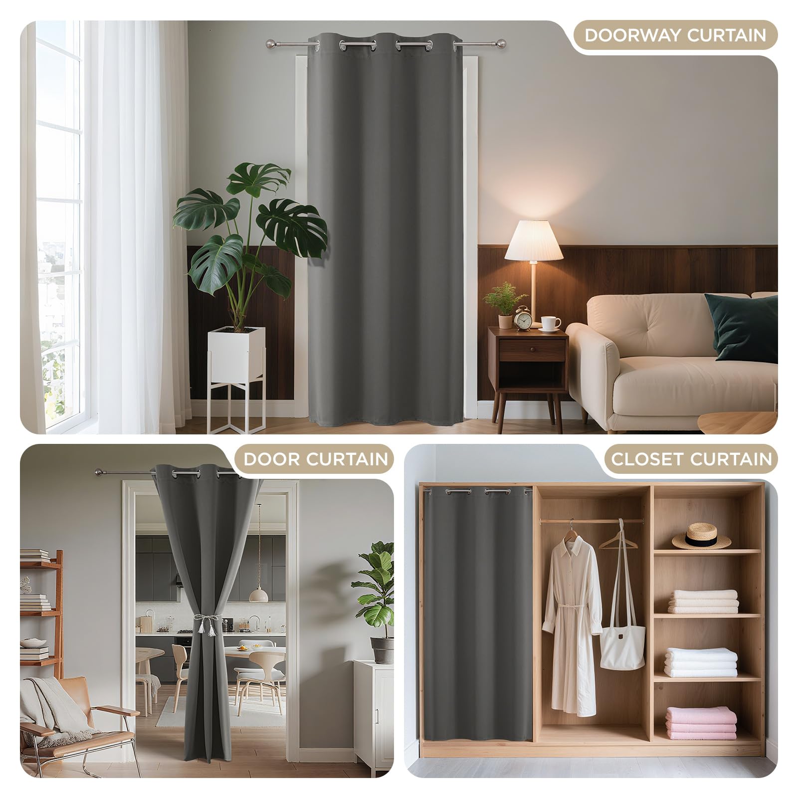 Door Curtain Blackout Curtains for Doorway Privacy Closet Drapes