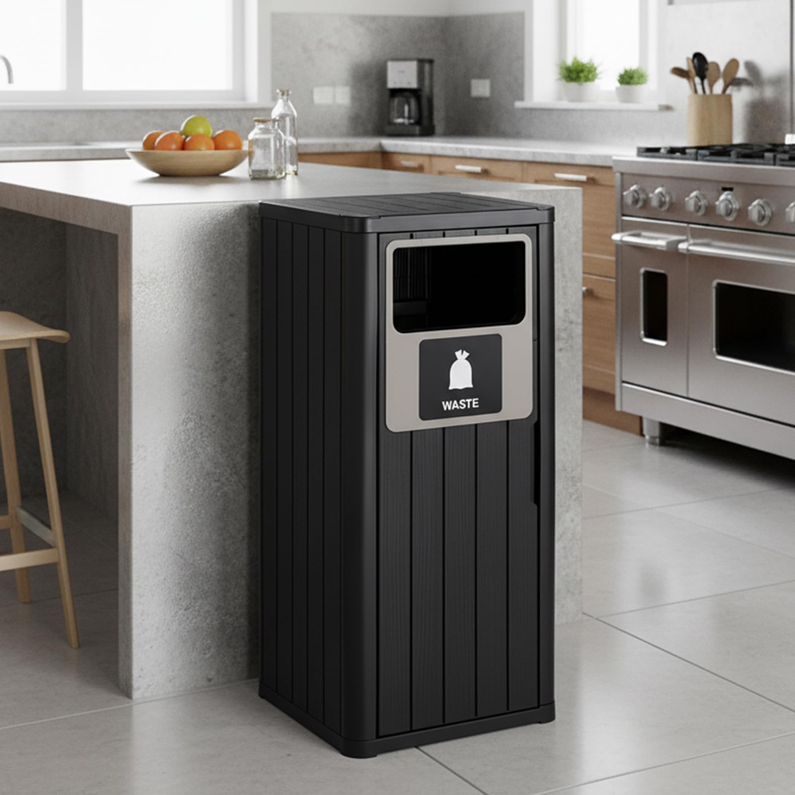 Wicker Patio Trash Can