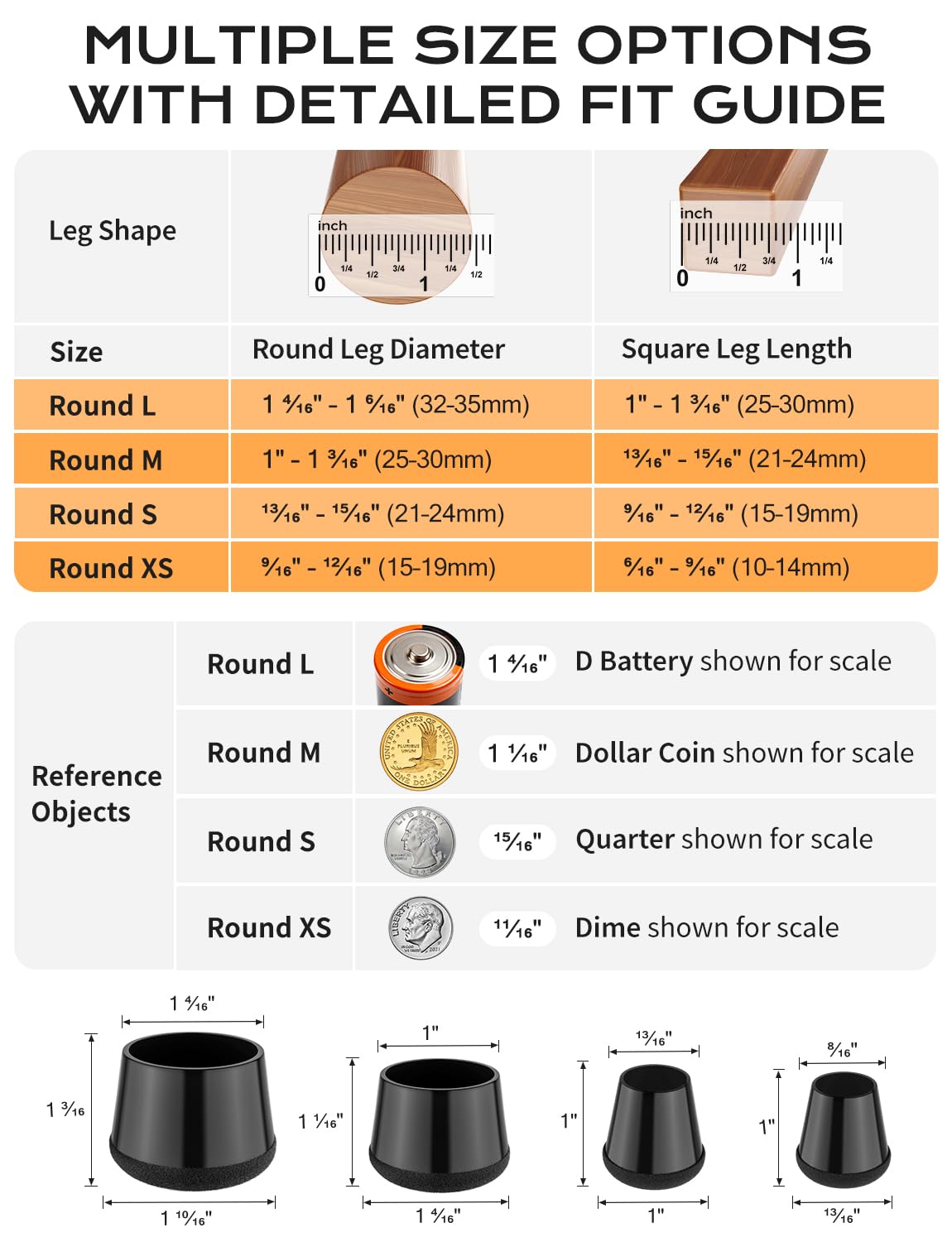 24 PCS Silicone & Felt Chair Leg Floor Protectors (24 Count)