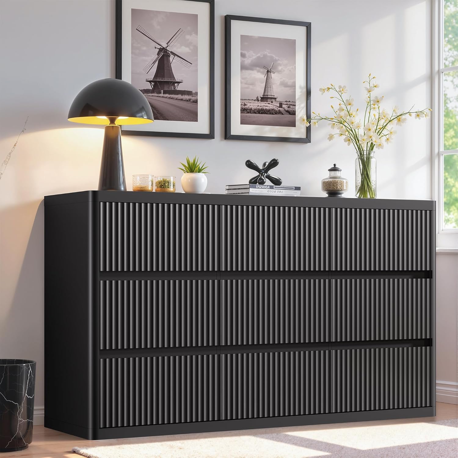 Fluted 9 Drawers Dresser