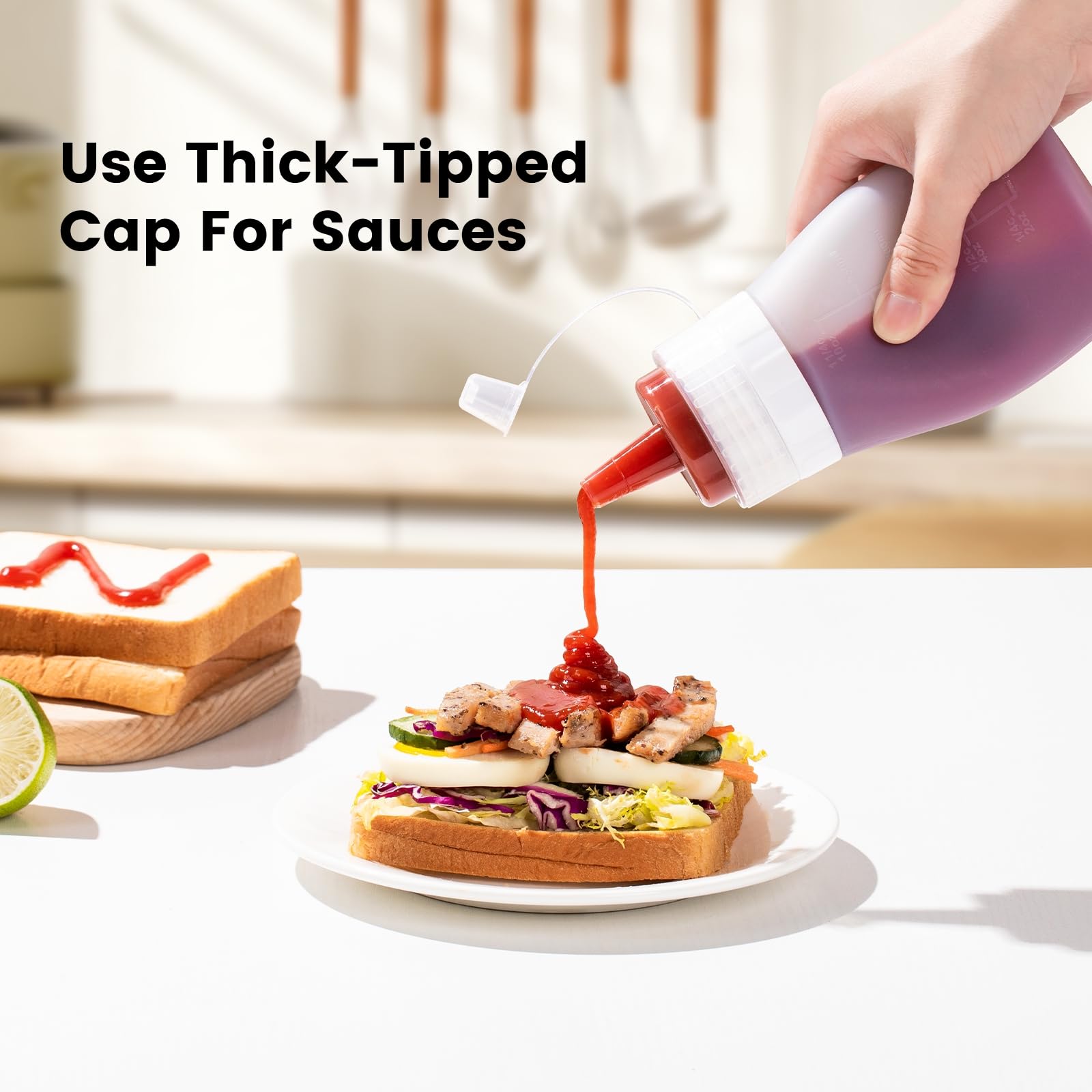 12 oz Silicone Squeeze Bottles for Sauces & Oil (4 Count)
