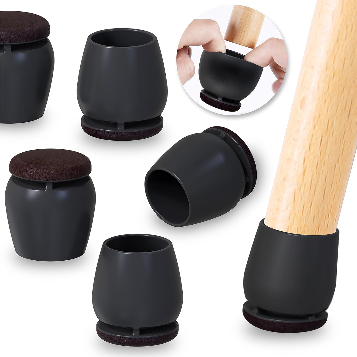 24 Pcs Round Silicone Chair Leg Floor Protectors for Wood Floors (24 Count)