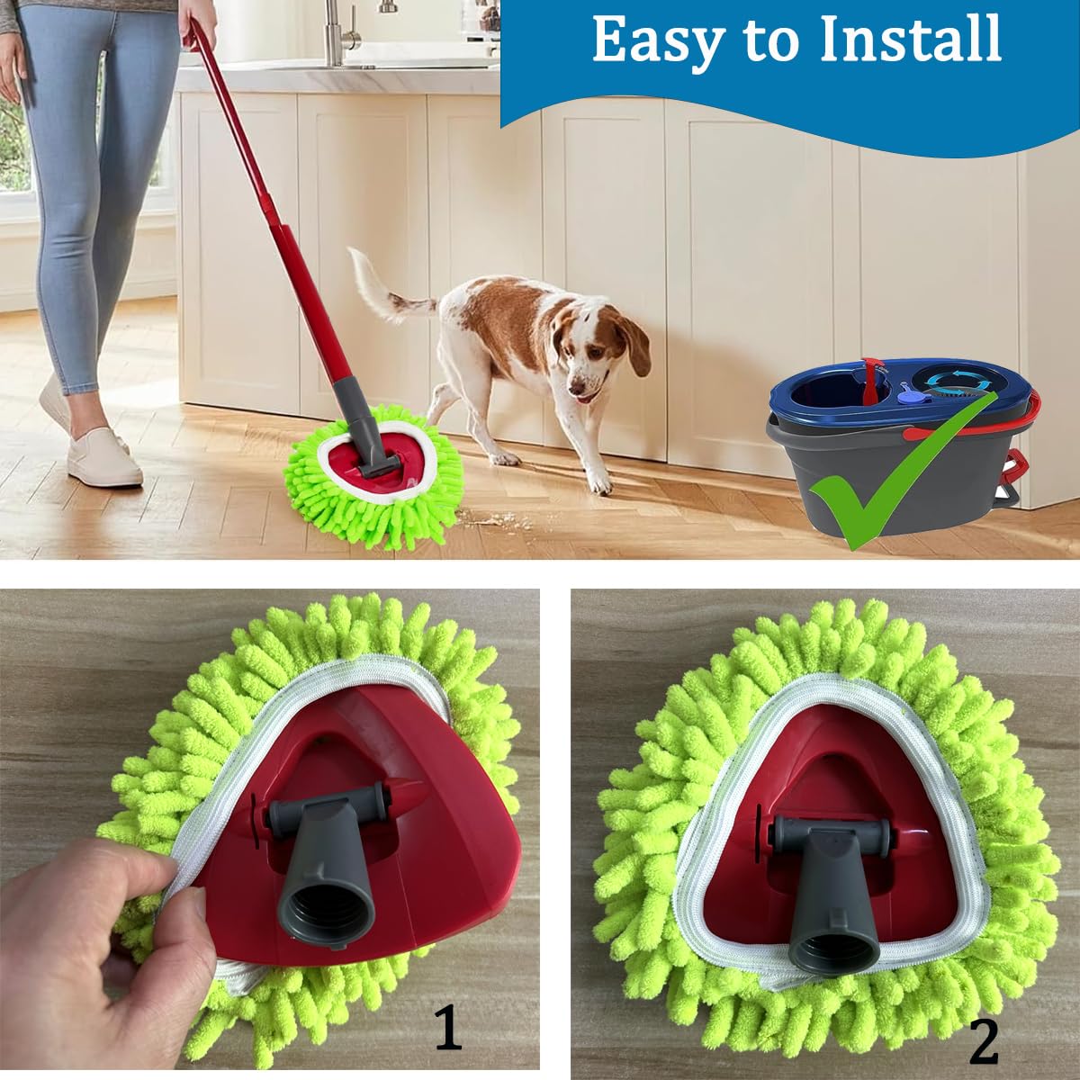 Mop Heads Replacements Compatible with Ocedar RinseClean 2 (3 Count) - ModHome Supplies