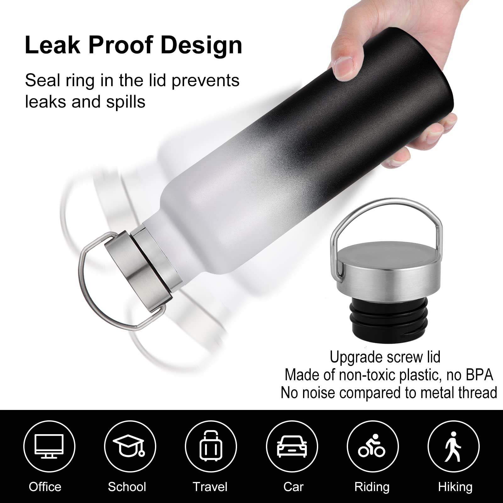 20 oz Insulated Water Bottles Bulk 4 Pack (4 Count)