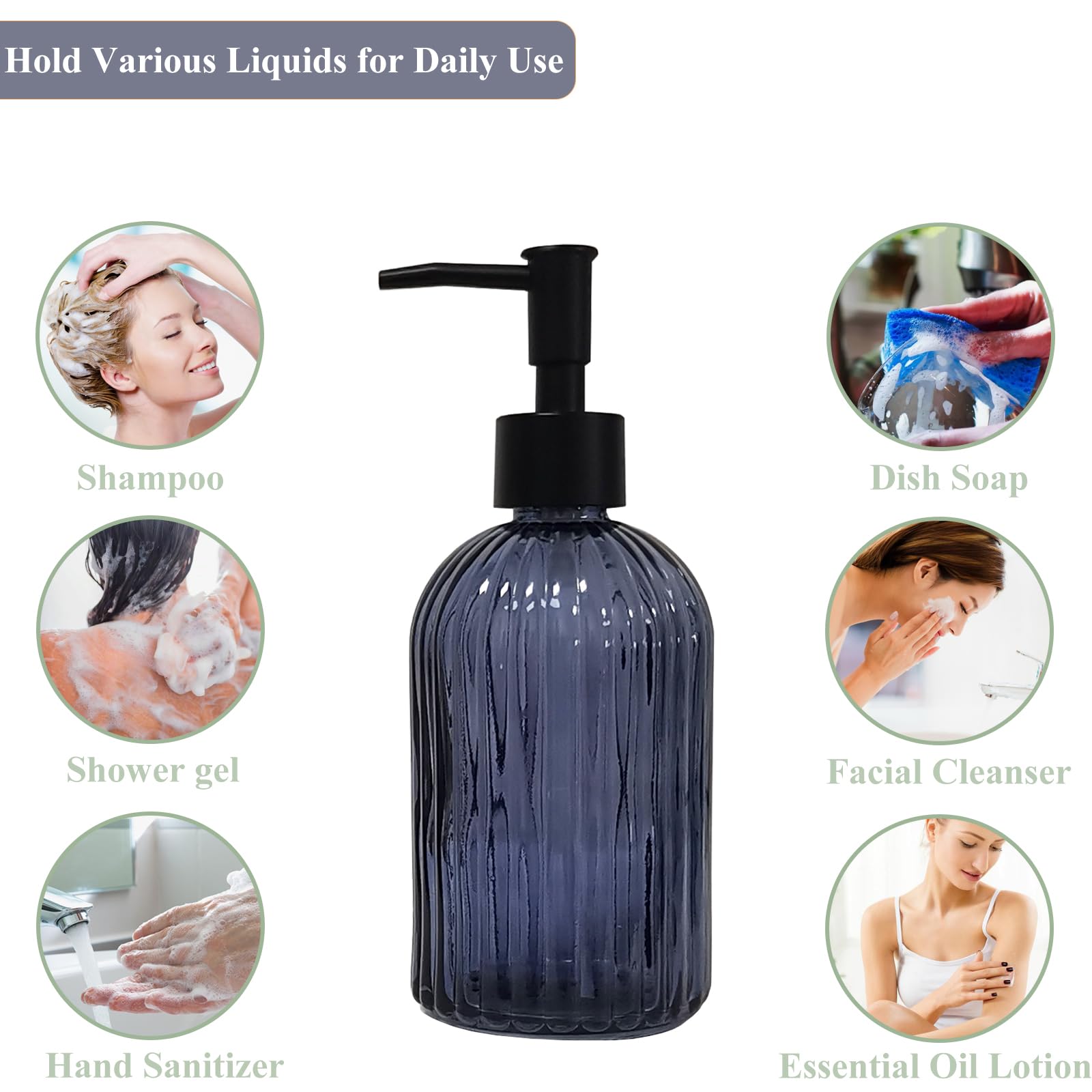 Glass Soap Dispenser with Black Plastic Pump