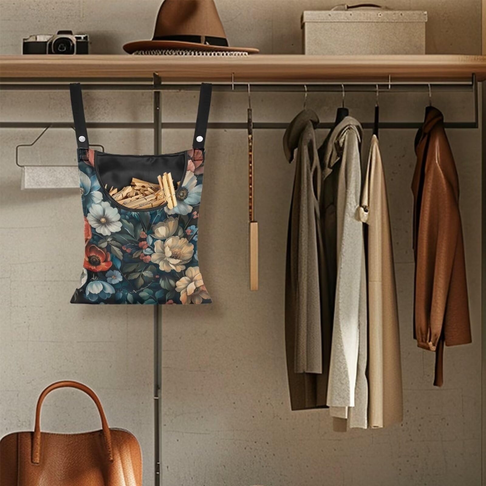 Art Flowers Clothes Pin Bag Holder