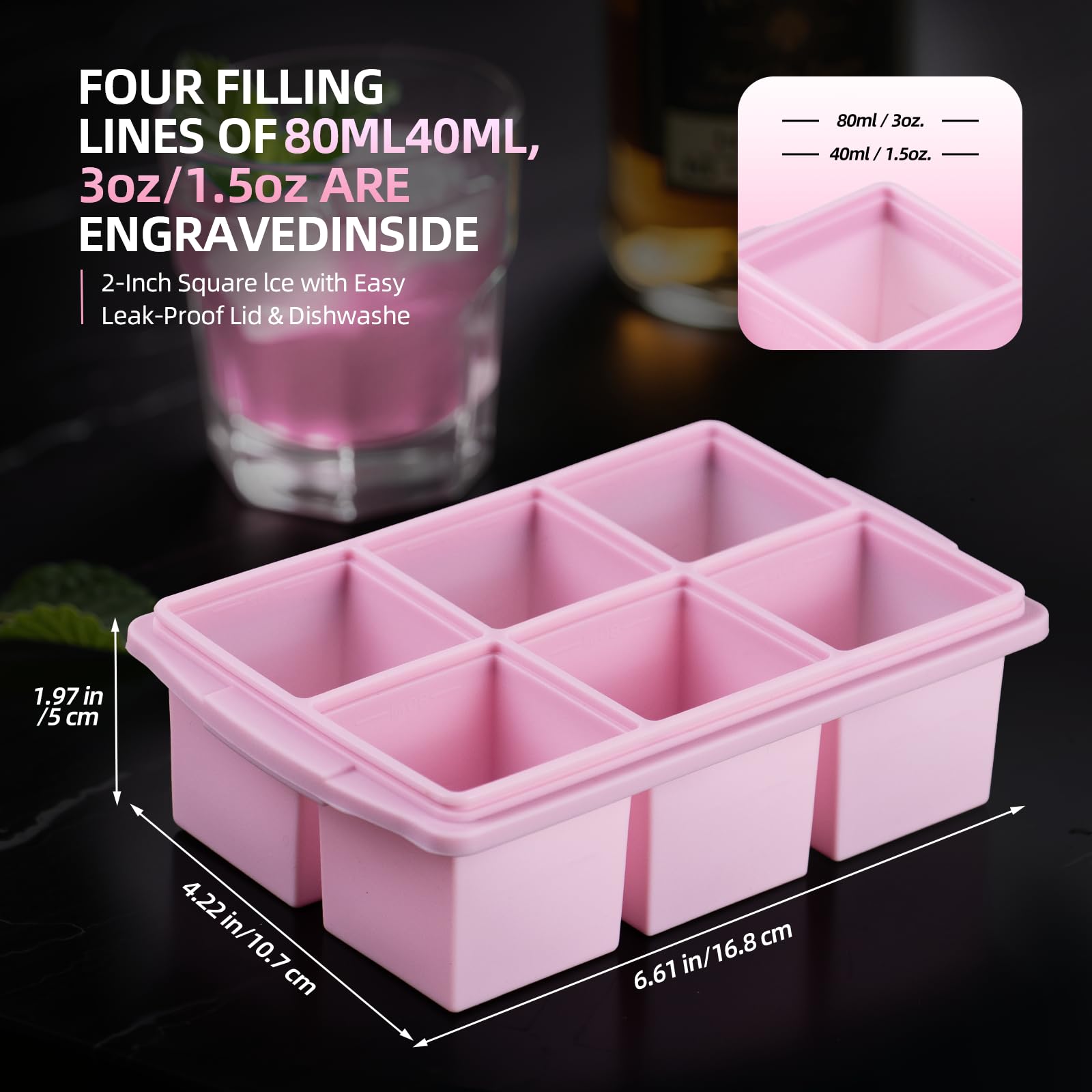 Large Ice Cube Trays for Whiskey (9.9 Ounce)