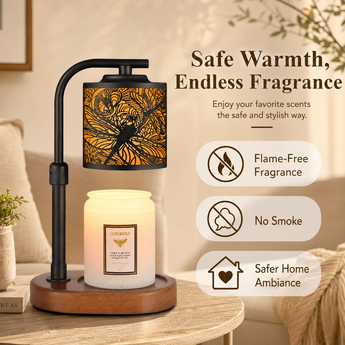 Candle Warmer Lamp with Timer Dragonfly Electric Candle Lamp Warmer