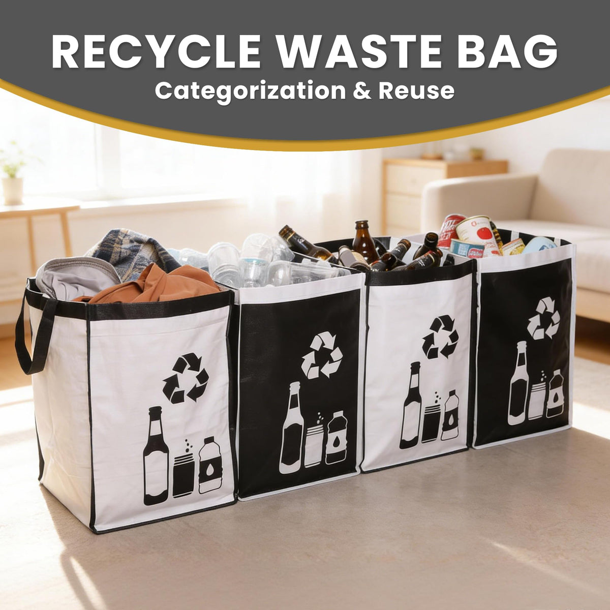 Recycle Waste Bag for Kitchen Home (4 Count)