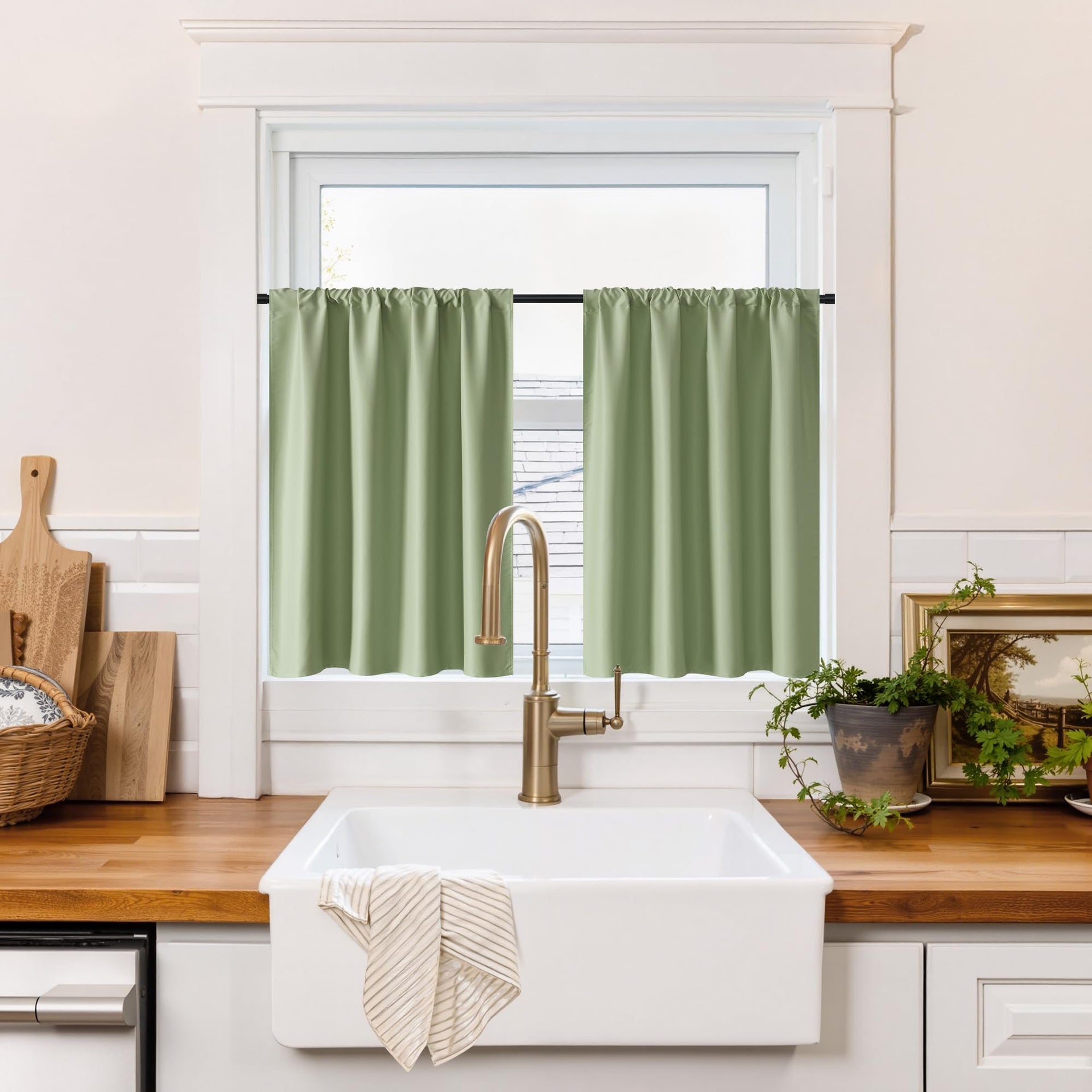 100% Blackout Bathroom Curtains Over Sink 24 inches Long (2 Count)