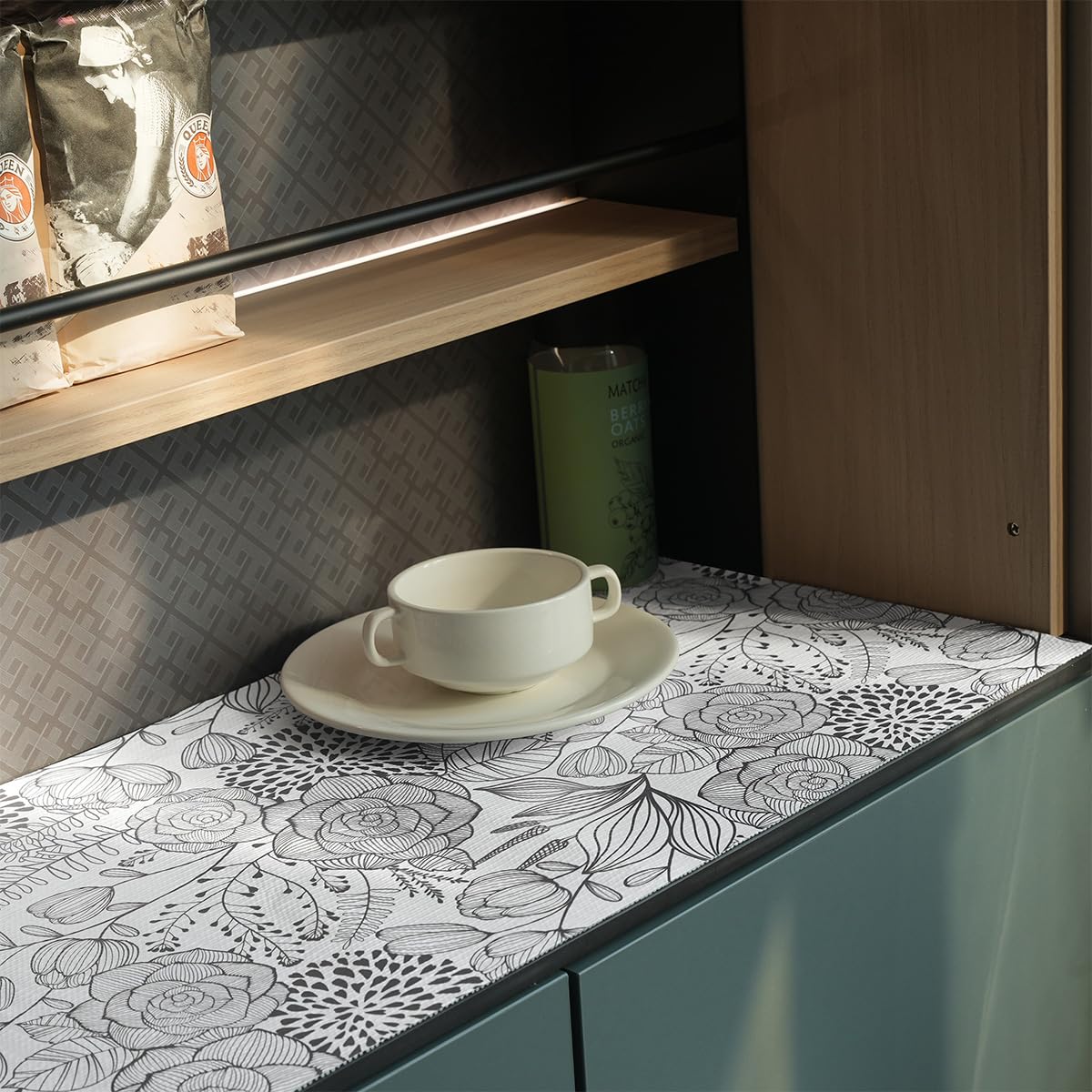 Floral Drawer and Shelf Liner for Kitchen 12IN x 20FT (2834.4 sq in)