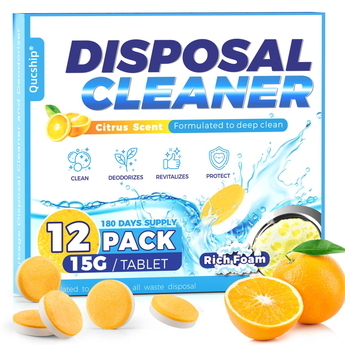 Garbage Disposal Cleaner Deodorizer Tablets (12 Count)