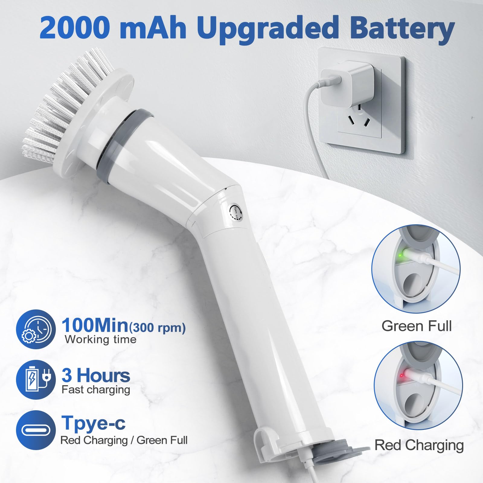 Upgrade Rechargeable Electric Scrubber for Cleaning
