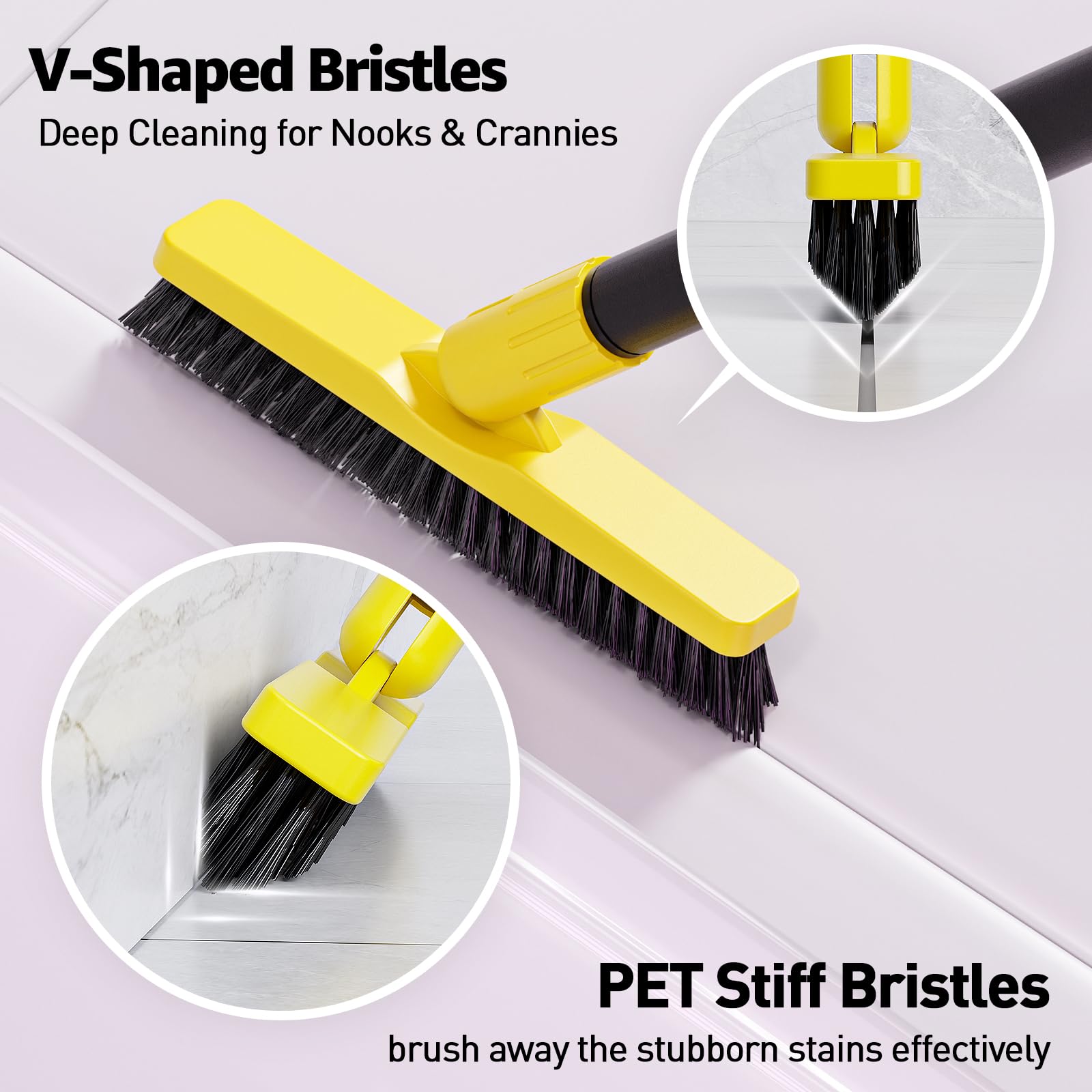 Grout Brush with Long Adjustable Handle