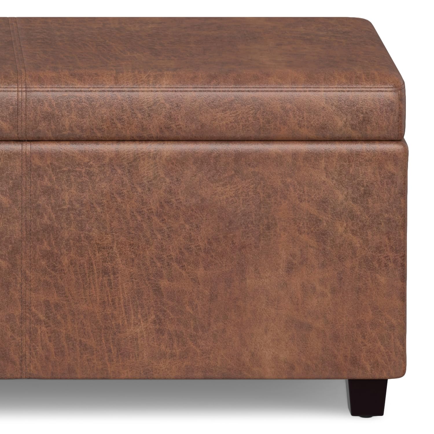 Avalon 54" Wide Vegan Leather Storage Ottoman in Brown
