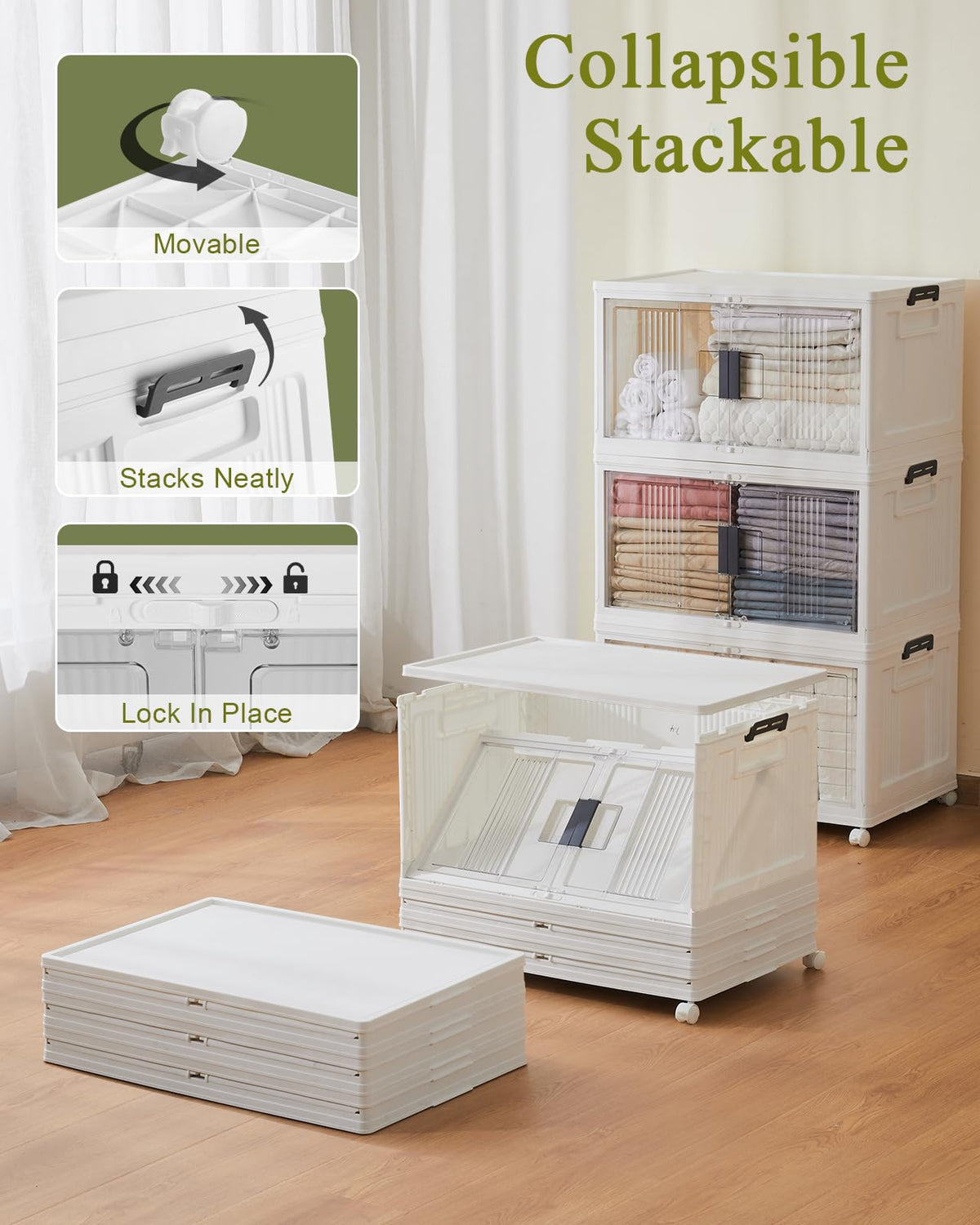 76QT Storage Bins with Lids for Home