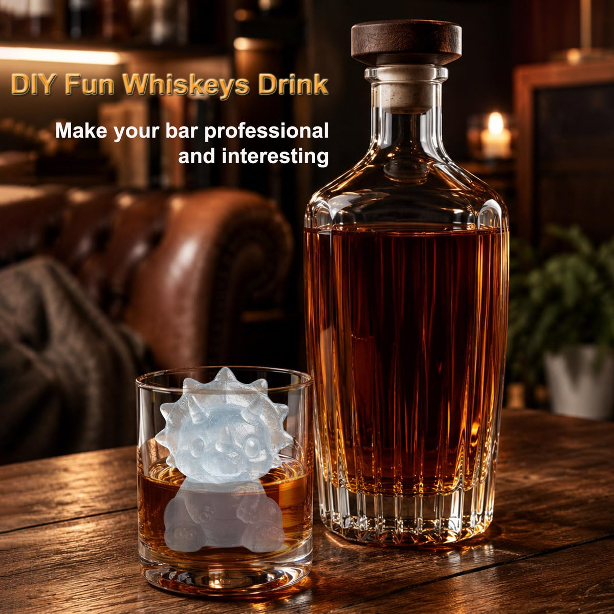 3D Three horned Dinosaur Ice Molds for Whiskey (2 Count)