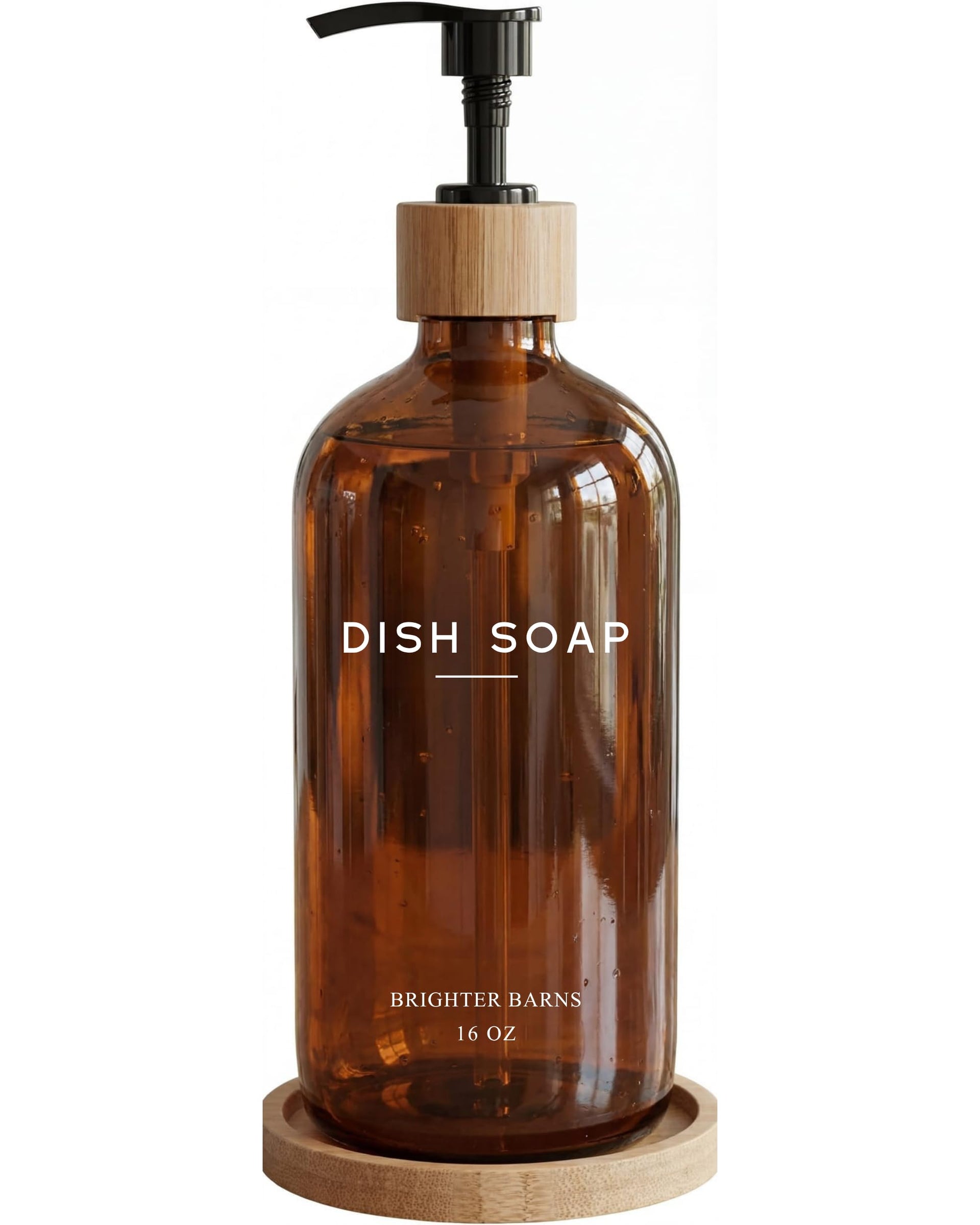 Amber Glass Dish Soap Dispenser for Kitchen Sink by Brighter Barns